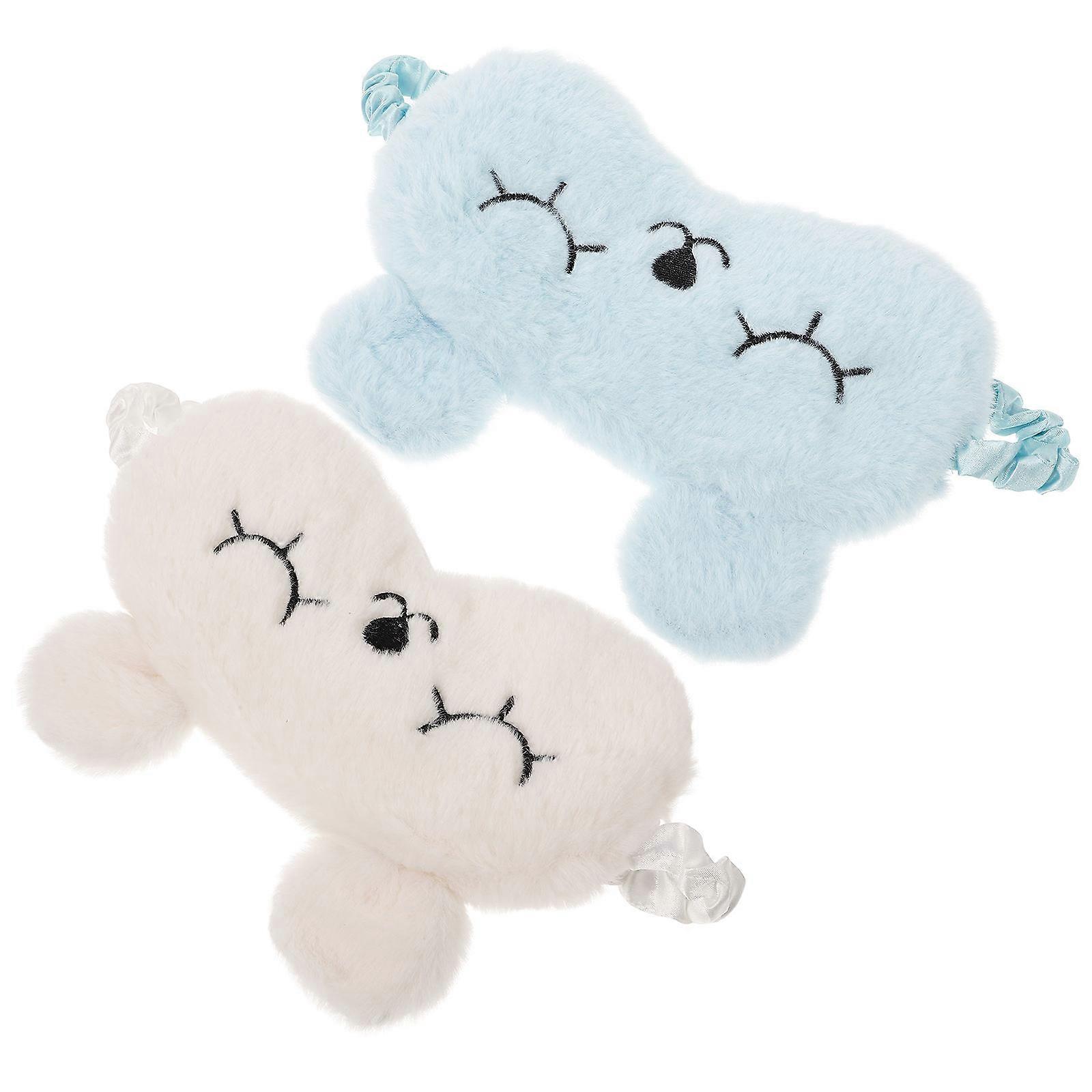 Rabbit Design Eye Shade 19x10cm Plush Material For Protective Cushion Block Light 2Pcs