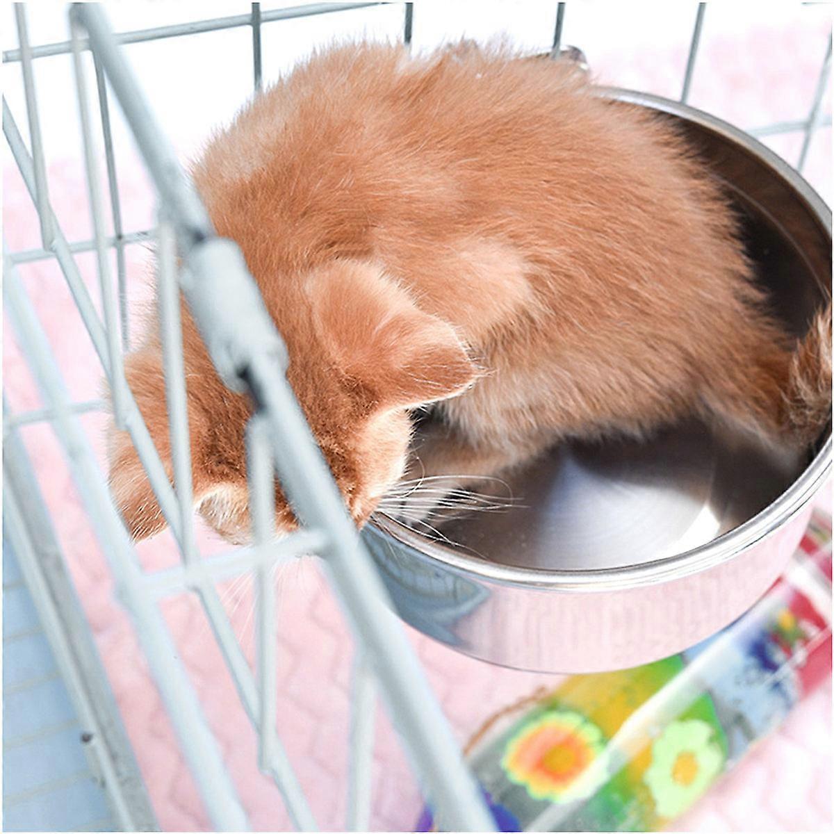 Stainless Steel Pet Food Water Bowl for Birds and Small Animals Cages Coop Size S