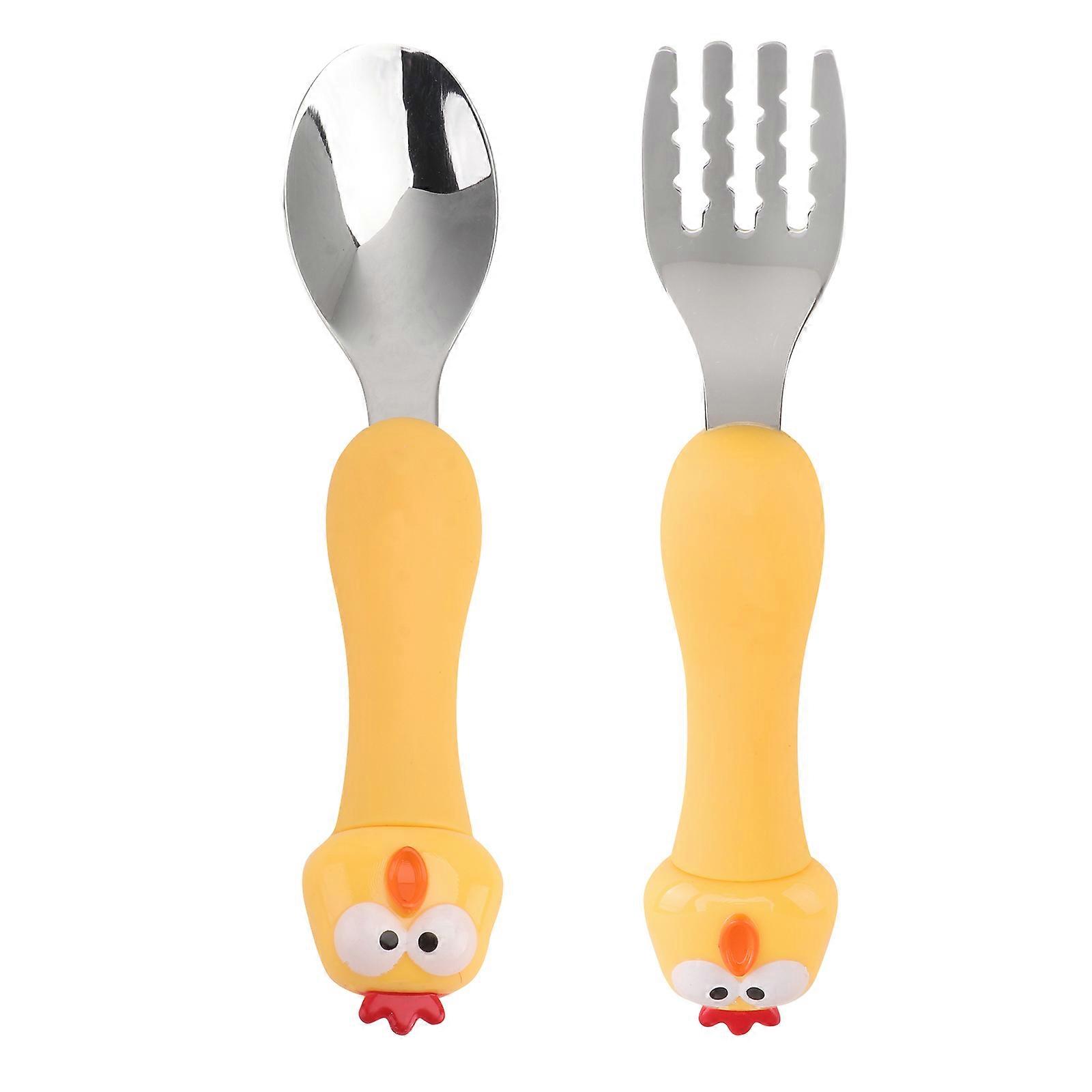 Stainless Steel Animal Fork and Spoon Set with Storage Box – Durable, Safe Tableware for Kids, Smooth Surface for Weaning and Daily Meals