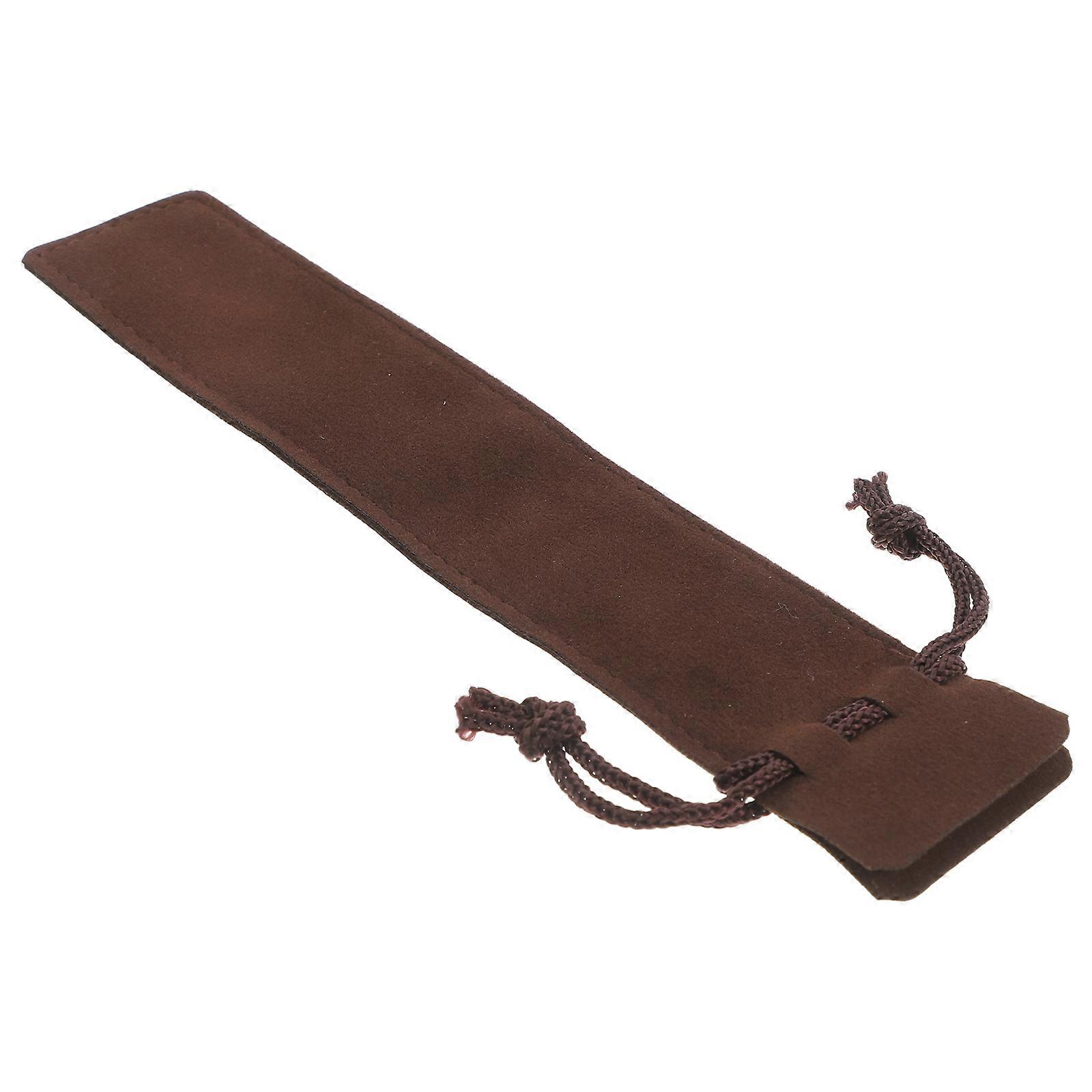 Velvet Drawstring Pen Pouch Soft Single Pen Holder for Protecting Pens Coffee .5x7.5 Inches