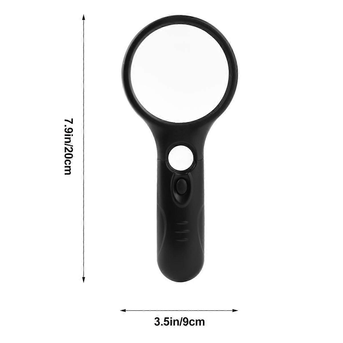 Handheld Glass Magnifier with LED Lights, Double Lens Illuminated Reading Magnifying Glass, Lightweight Ergonomic Design for Seniors and Low Vision