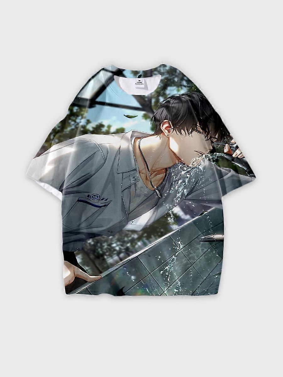 T-shirt round neck Role Pattern loose short sleeve E175