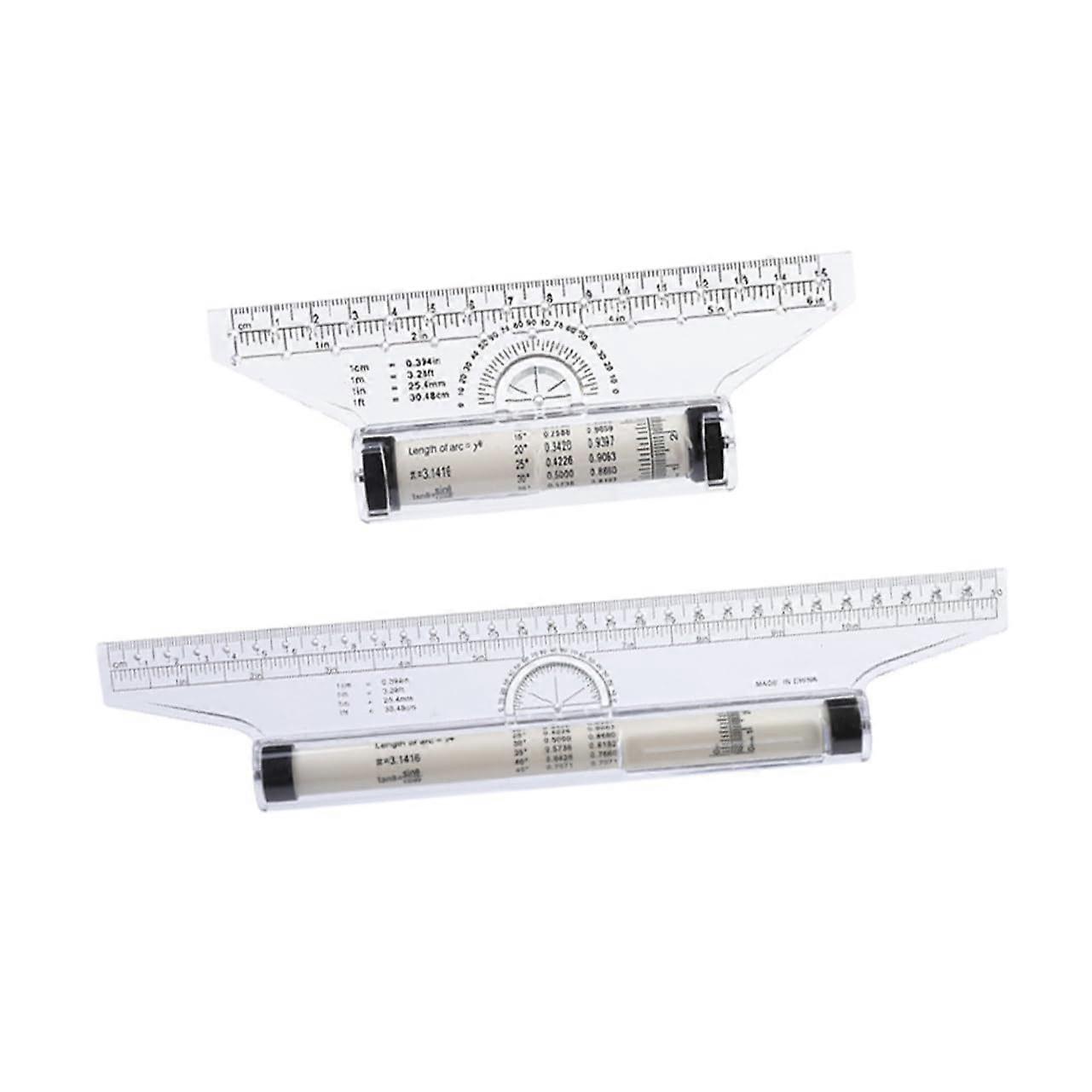 Parallel Ruler - 2-Piece Transparent Plastic Drafting Tool For Office, Measuring And Drawing, For Artists