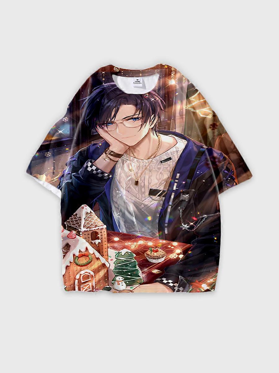 T-shirt round neck Role Pattern loose short sleeve E3260