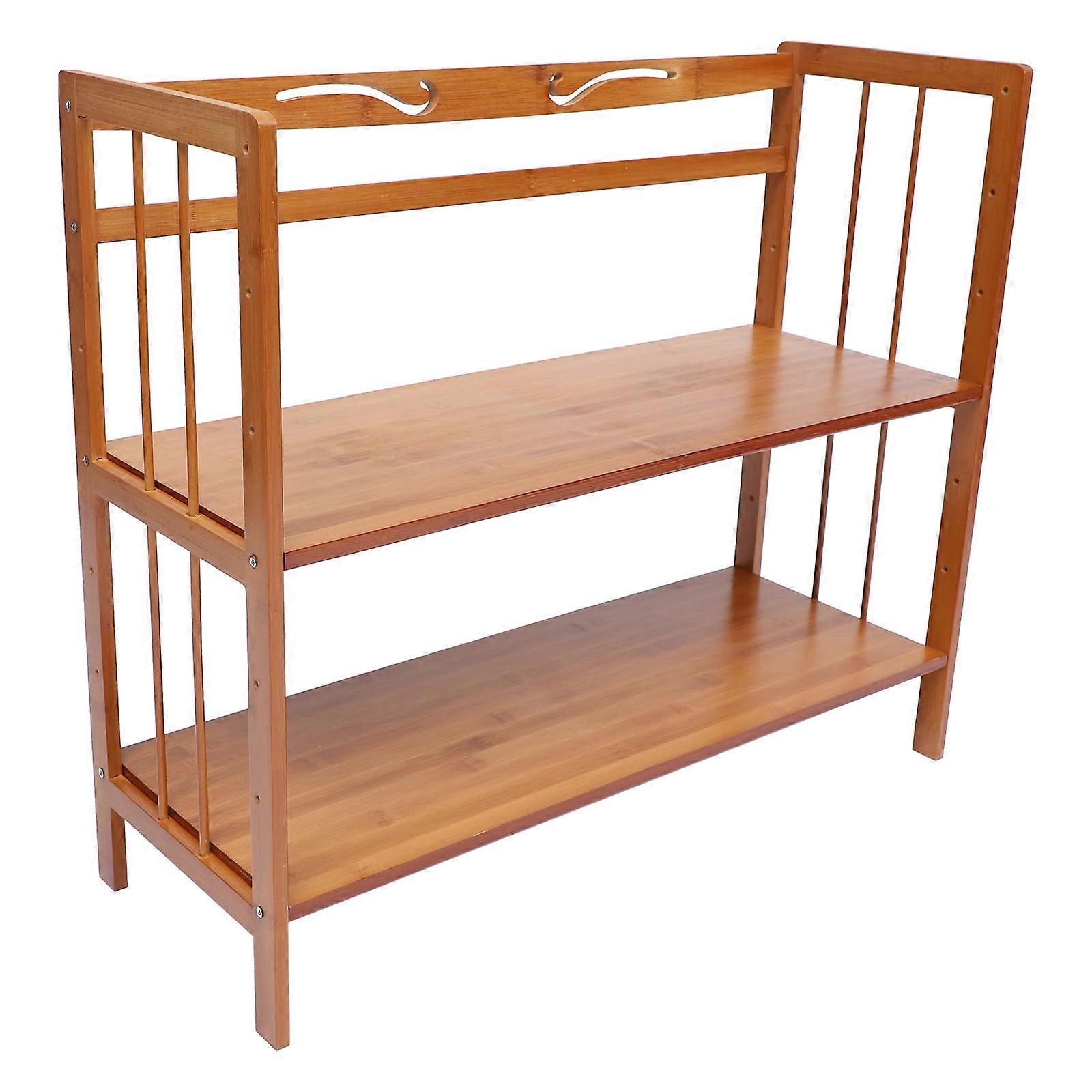 Layer Rack Two Layer Storage Rack For Kids Students And Friends 70X25CM Brown Prevent Slipping 1Pc