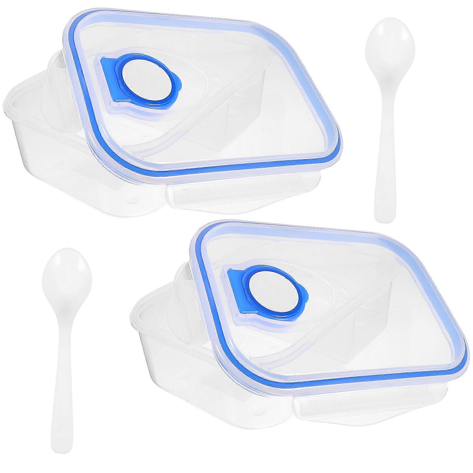 Lunch Containers Compartment Design Office Work Suitable for Fruits and Meals Square Shape 2Pcs