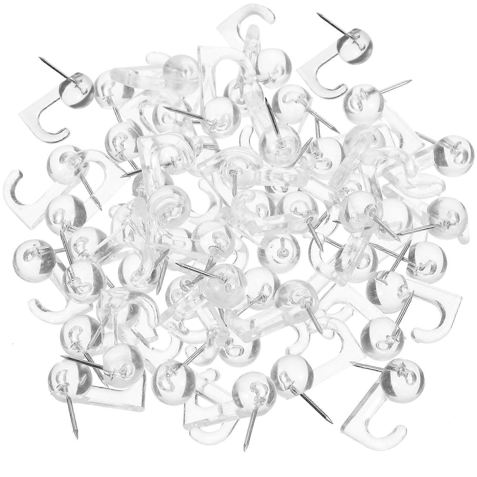 Heavy Duty Push Pins with Steel Needles for Home Use Transparent Wall Tacks 50 Pieces