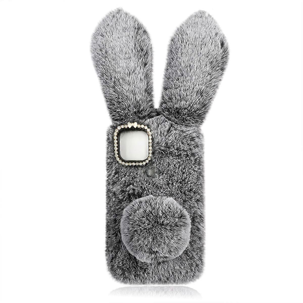 Plush Rabbit Ears Tail Phone Shell Chic Phone Protector Compatible for Pixel 4a