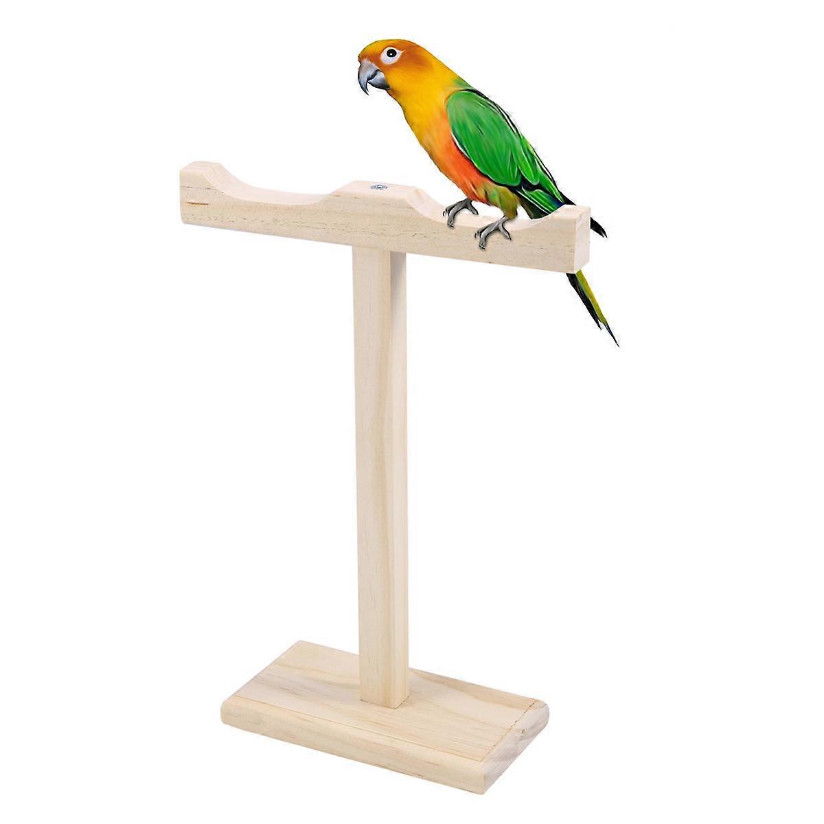 Wooden Parrot Toy for Cage Play and Relaxation Beige Color Safe 24x19.5x8cm