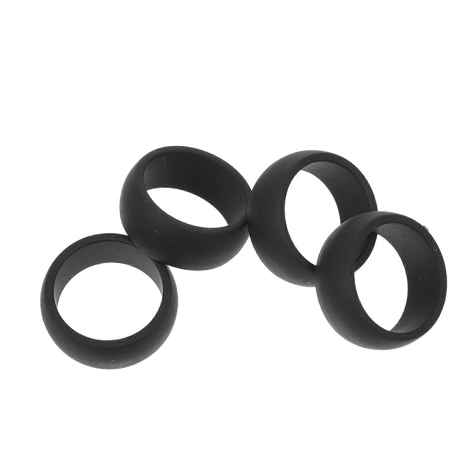 4Pcs Flexible Protective Silicone Ring For Sports Enthusiasts Black Comfortable Wear For Weight Lifting And Exercise