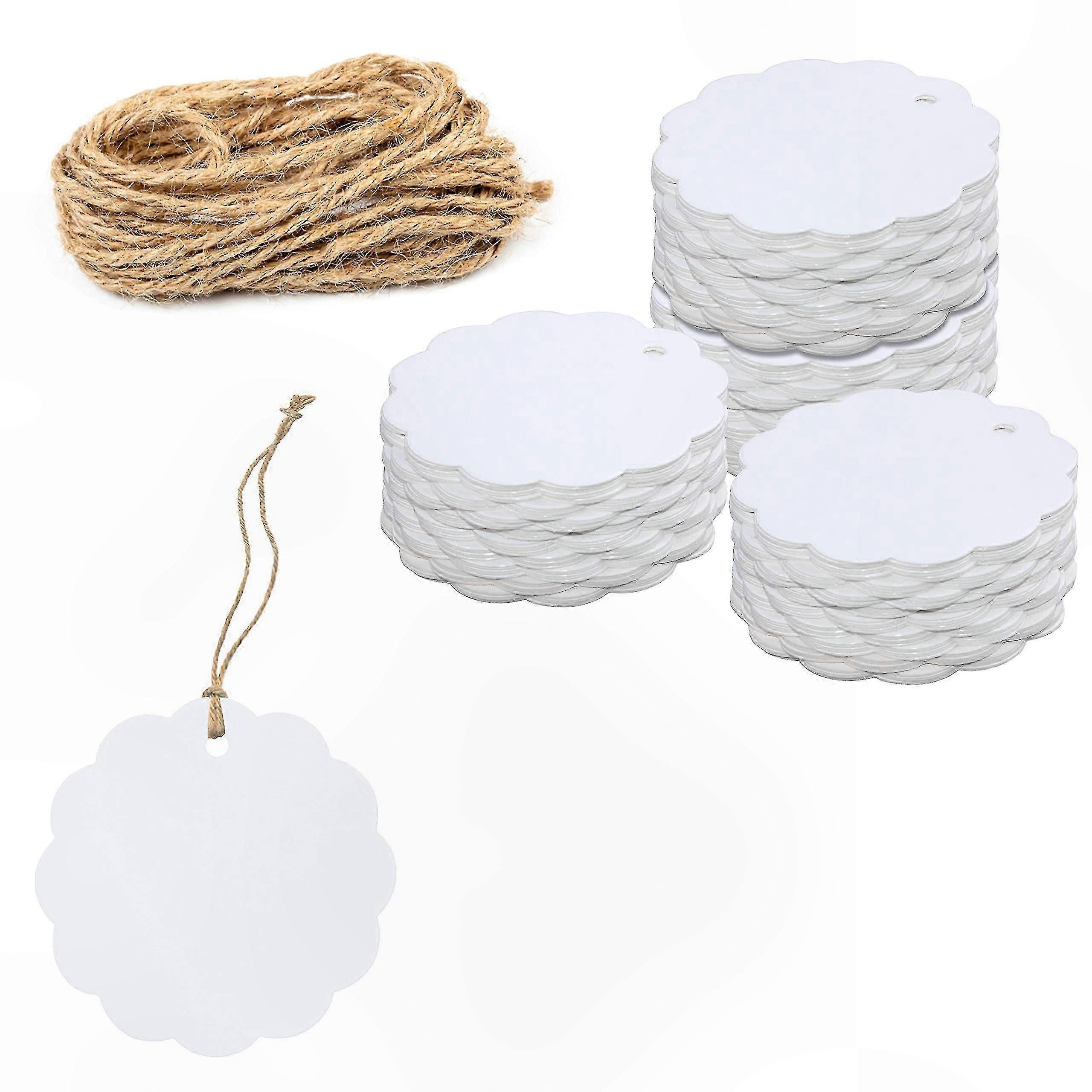 Scalloped Kraft Paper Tags for Gift Wrapping, Crafting, and Labeling, 100 Count