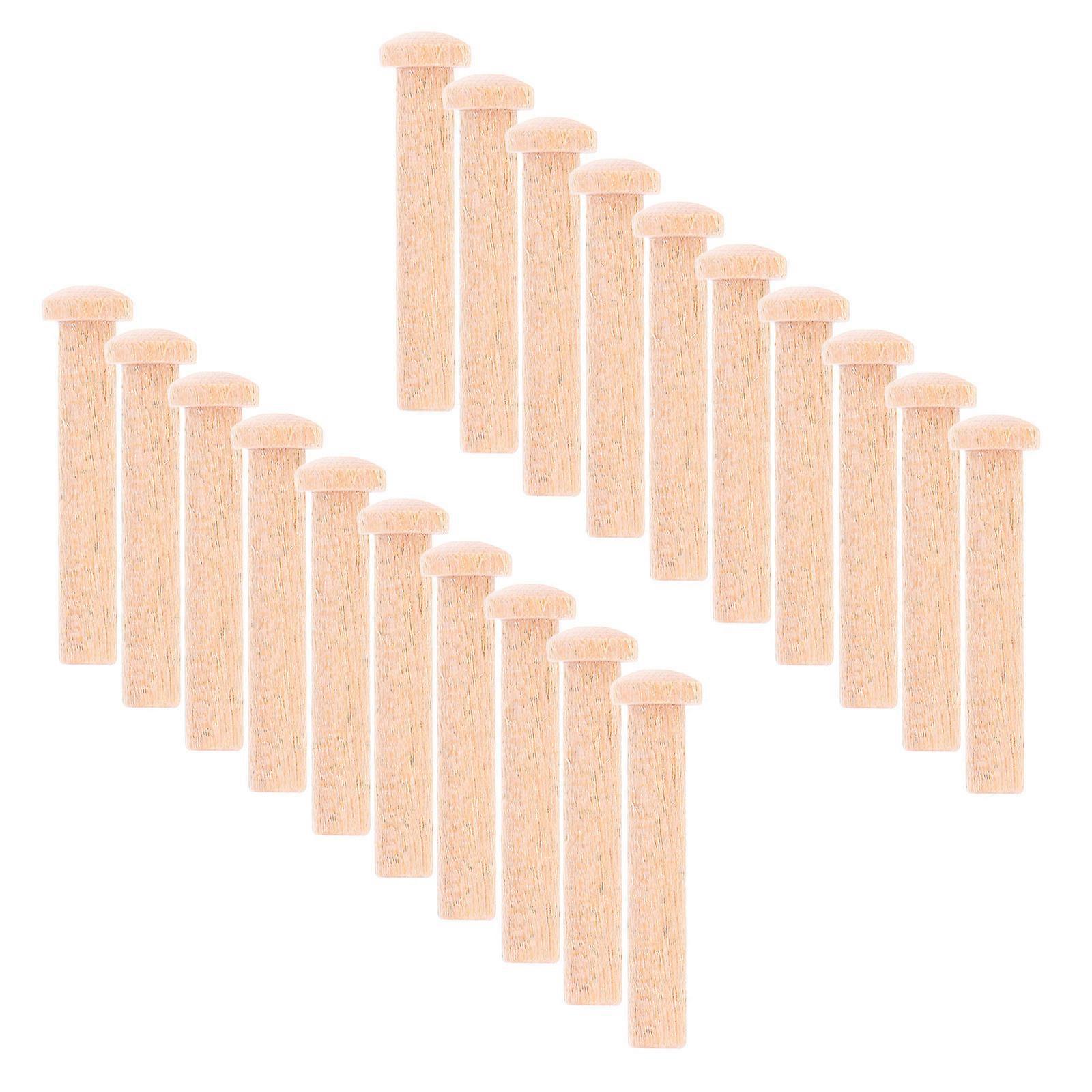 Tiny Wood Pins with TShaped Round Heads for Kids Crafts and Woodworking Projects 20 Pieces Beige Color