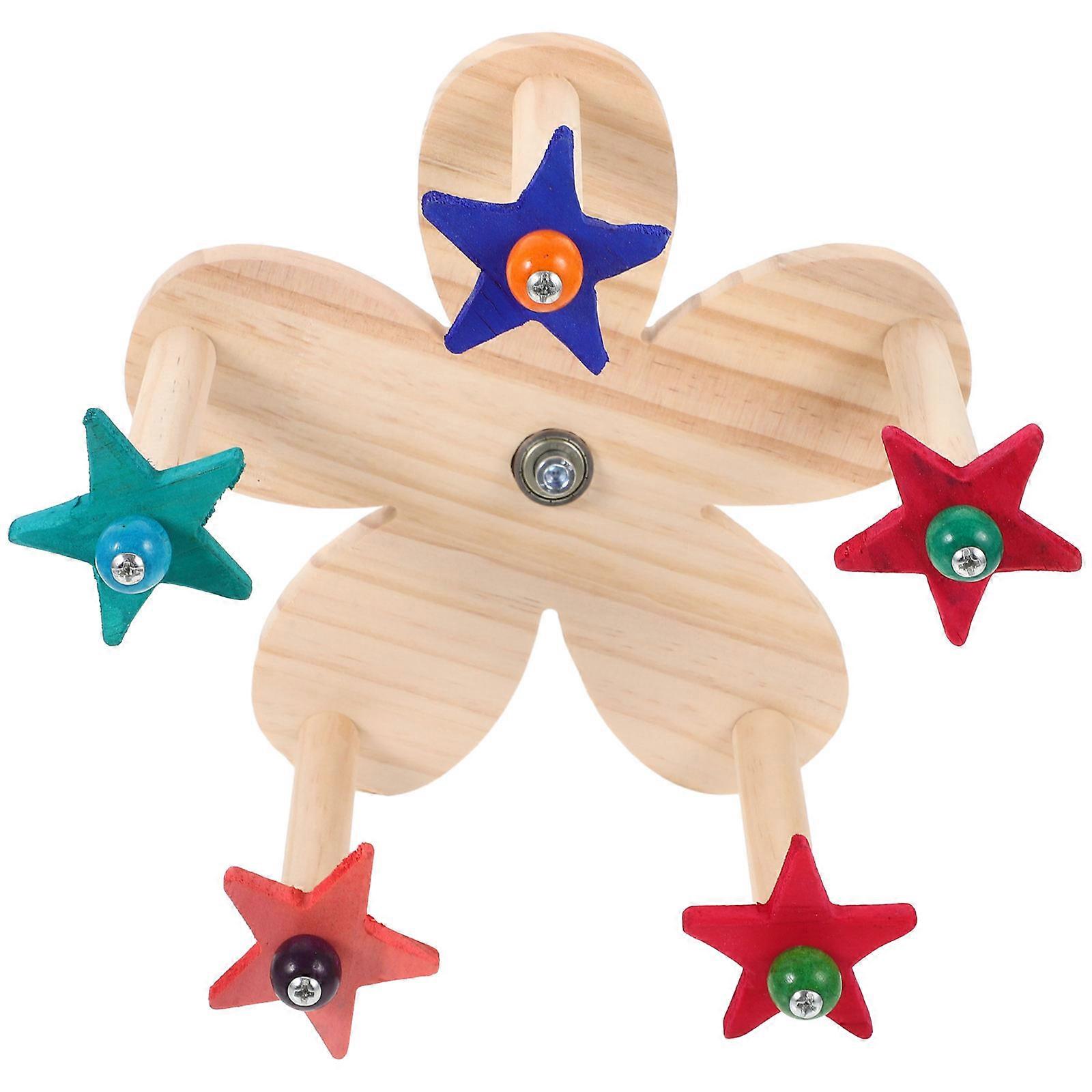 جثم الطيور الخشبية الدوارة للببغاوات - تصميم عجلة فيريس ، سهل التجميع ، حامل مستقر ، لعبة خشبية طبيعية للقفص أو استخدام سطح المكتب ، يعزز الطيور