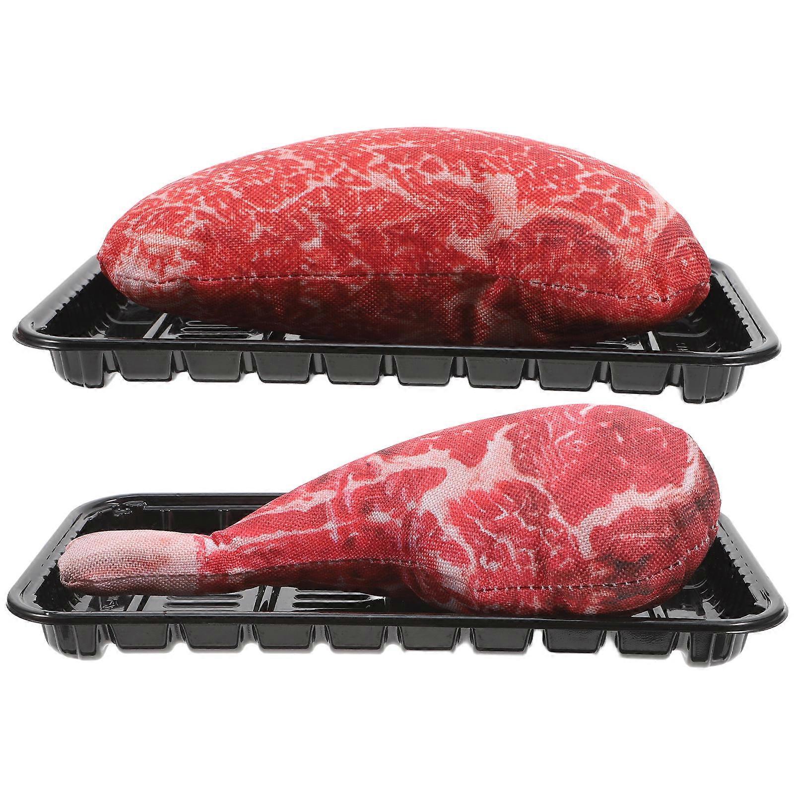 2 Sets Lifelike Steak Ornament Realistic Food Display Faux Beef Meat Model Decorative Prop for Restaurant Home Scene Photography