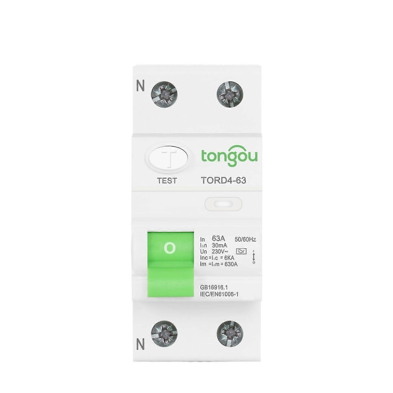 63A Type A RCCB RCD 2 Pole 30mA Electromagnetic Residual Current Circuit Breaker 6KA 25A 10A Specifications