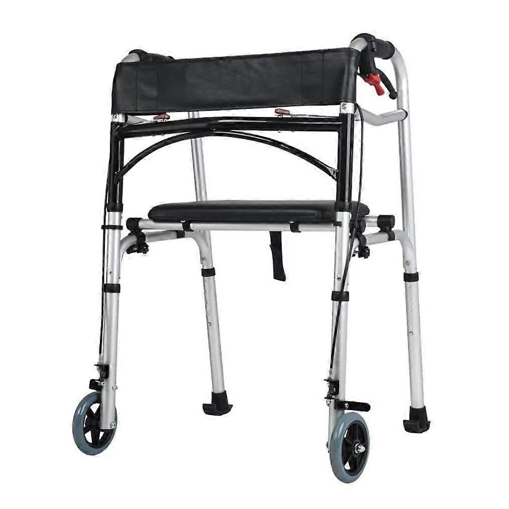 Adult Walker, Folding Travel Walker for Seniors with Wheels, Compact Walker, Height Adjustable with Handbrake, Aluminium Walking Frame