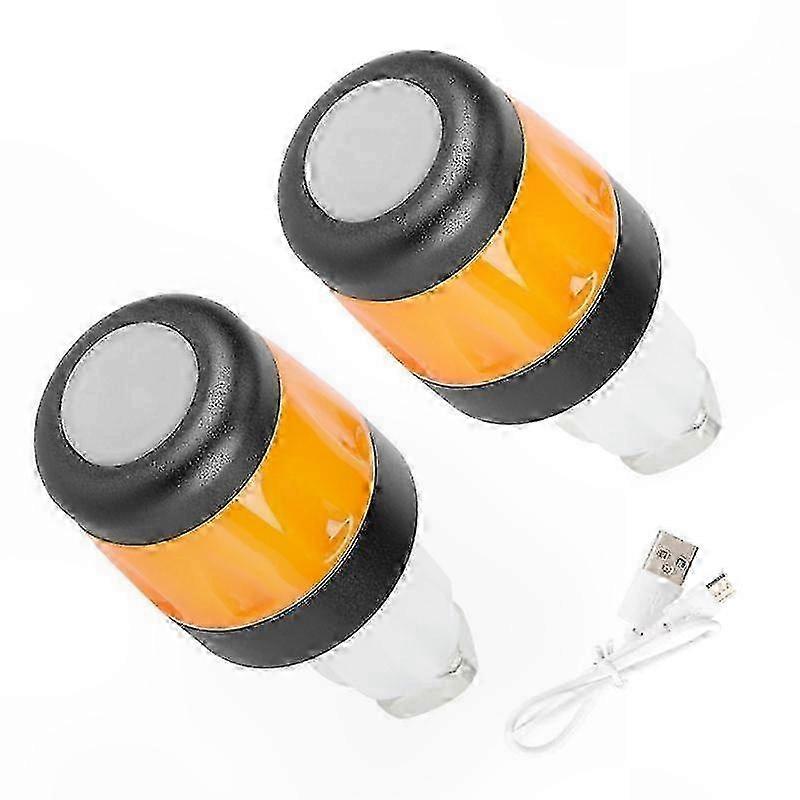 2-Pack LED Handlebar Warning Lights for Scooters, Waterproof Turn Signal Plugs, Black & Orange Ends