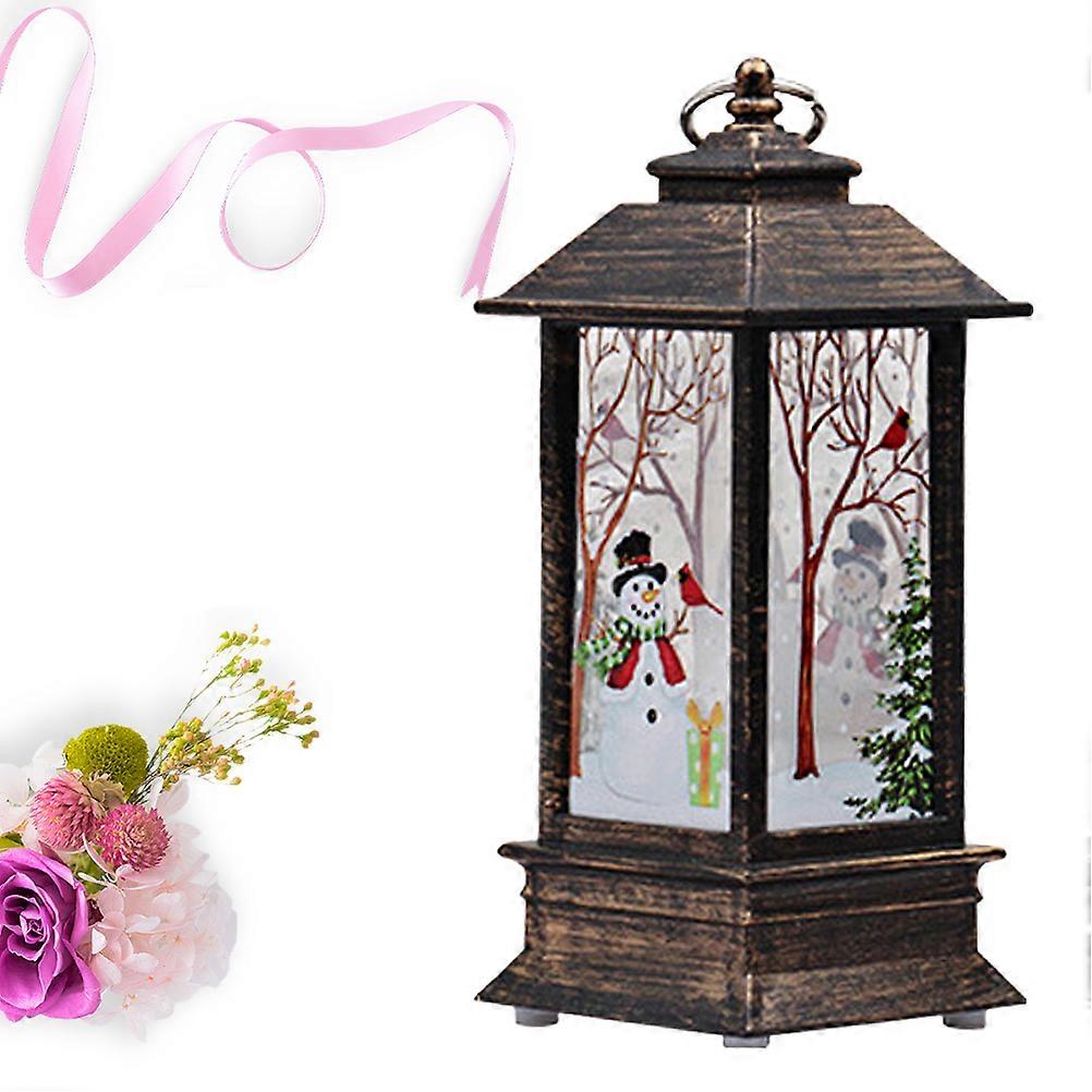 Battery Powered LED Lantern Decorative Table Ornament Featuring Snowman Design Ideal For Christmas Events Parties And Weddings 1Set