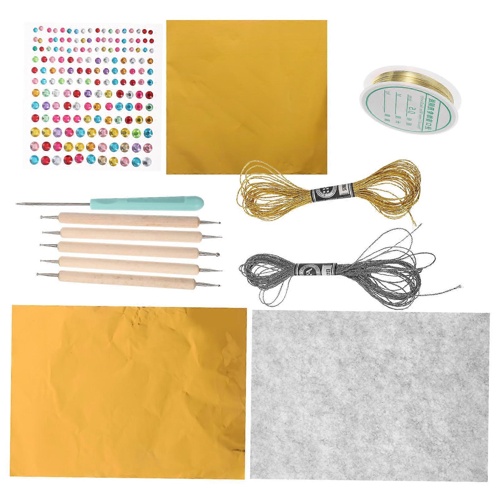 Gold Leaf Sheets for Arts Crafts and Decor with and Material for Home and Office 1 Set