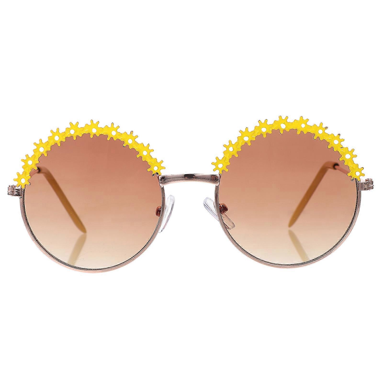 Kids Sunglasses Round Shape Eyewear For Girls UV Protection In Yellow Color 1 Pair