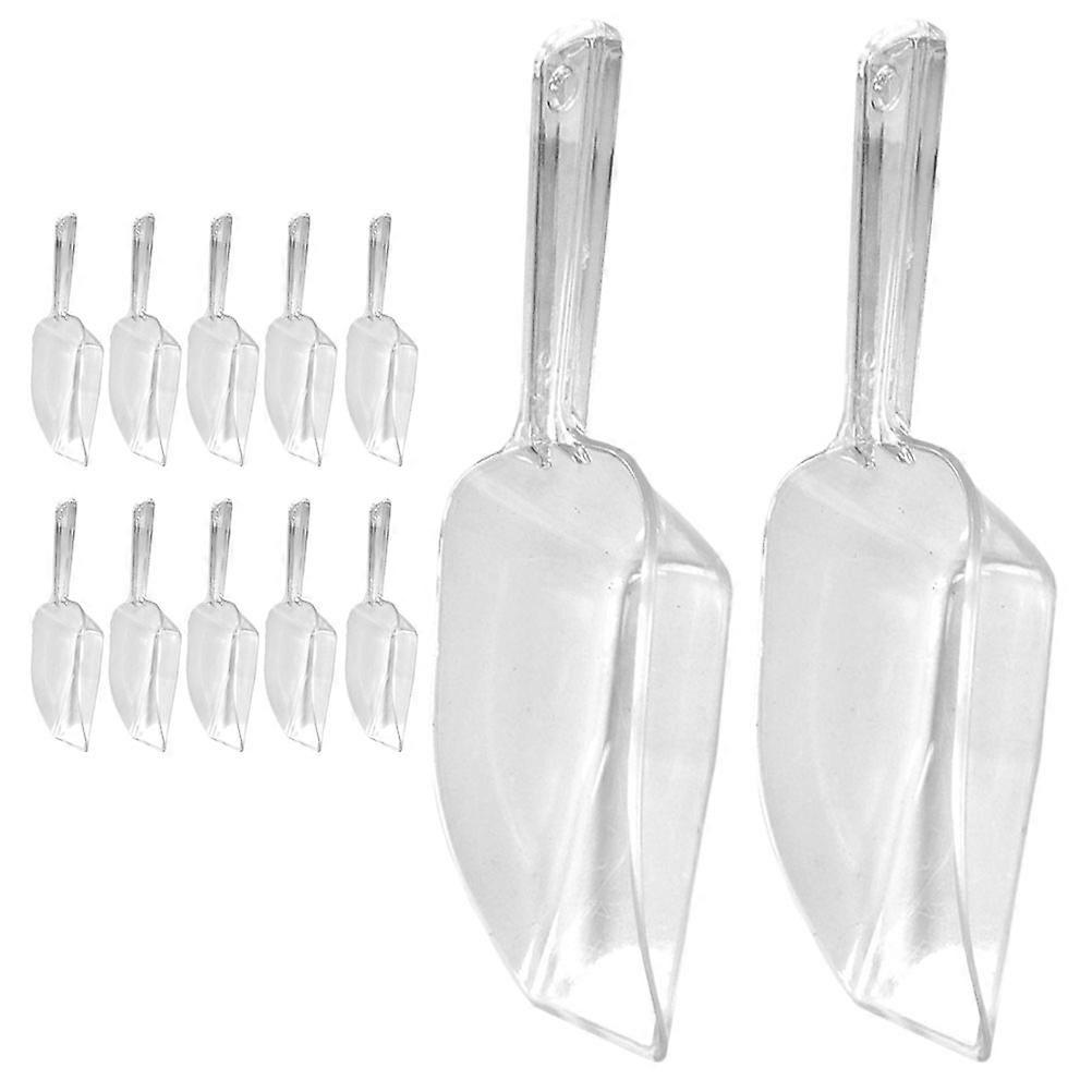 Transparent Plastic Serving Scoops for Removing Ice with Ergonomic Handle and Storage Hole 12pcs