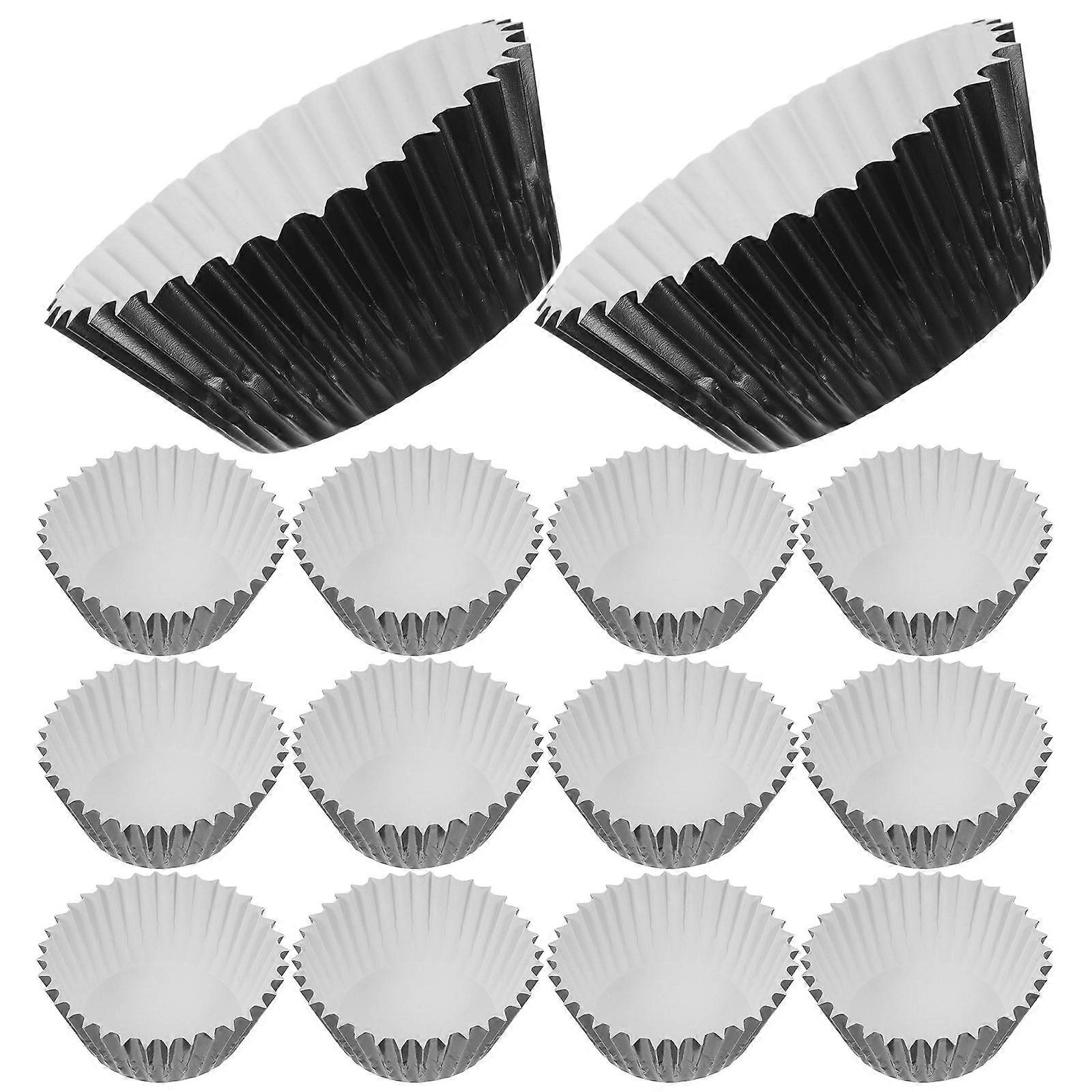 Black Foil Baking Cups for Cupcakes and Muffins Versatile Home Use Aluminum Foil Paper Liners 100 Pieces