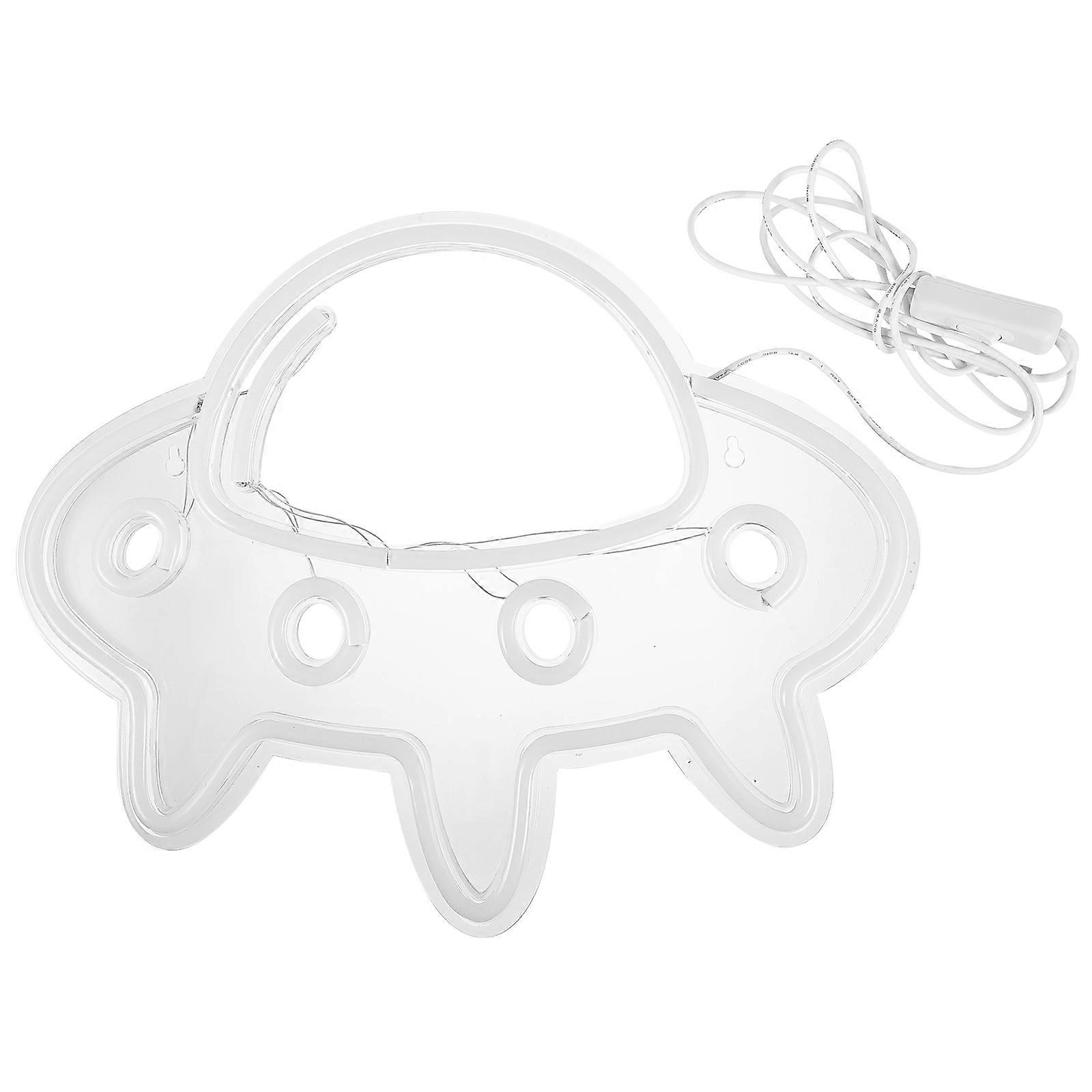 Decorative Neon Light Spaceship Shape For Office Study And Festive Atmosphere 40X1.5X32CM Gentle Light 1Set