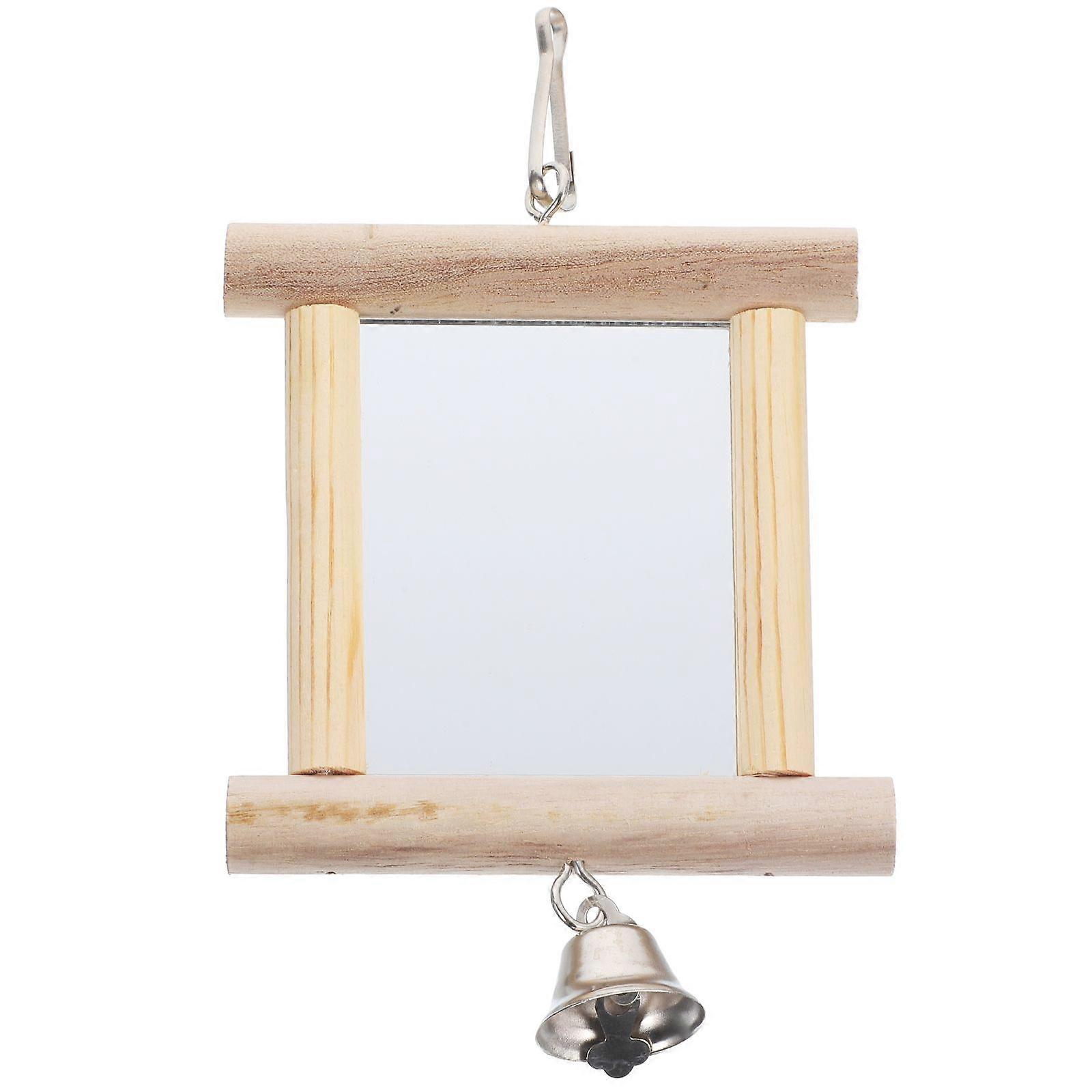 Bird Mirror Household Bird Toy Cage Parrot Toy Hanging Bird Mirror Decor Parrot Supply With Bell