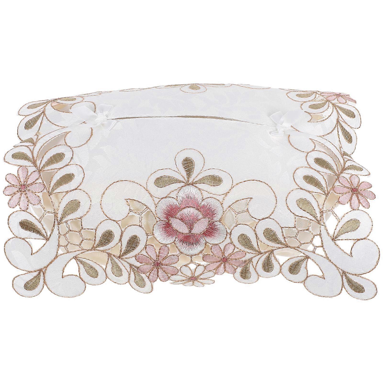 Embroidered Tissue Box Cover Fabric for Tissue Storage Multi Color