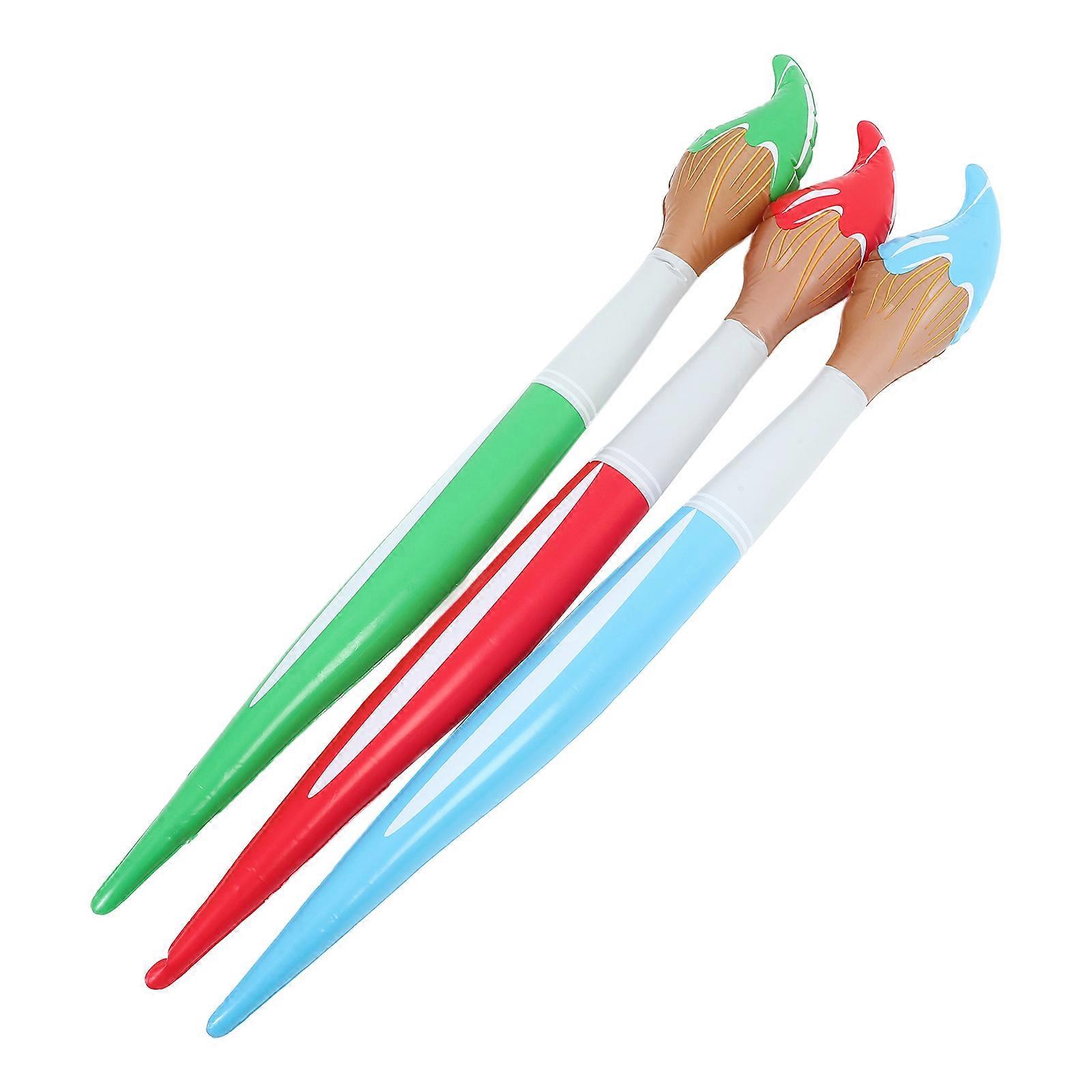 Assorted Color Inflatable Paint Brushes 3Pcs PVC Design For Birthday Party Decorations And Back To School Supplies
