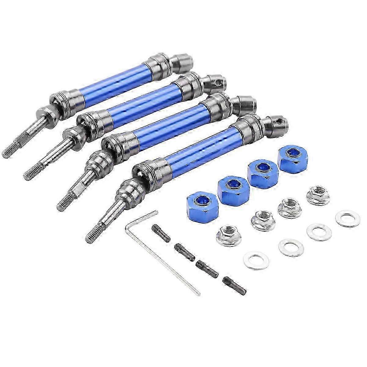 Blue Upgrade Parts for 4Pcs Metal Front and Rear Drive Shafts CVD Compatible with 1/10 Traxxas Slash Rustler Stampede Hoss VXL 4X4 RC Cars Edition 081