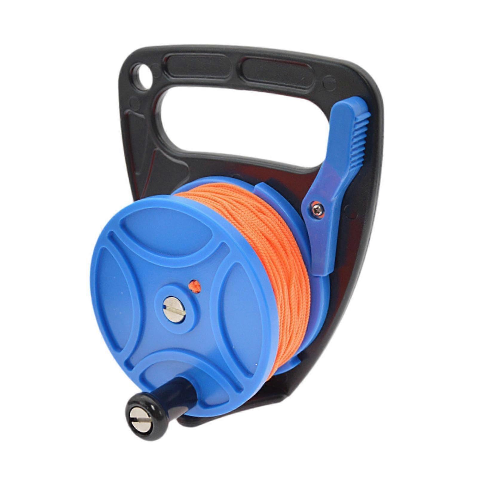 Scuba Dive Reel With Thumb Stopper Diving Finger Spool Handle Reel For Wreck Blue
