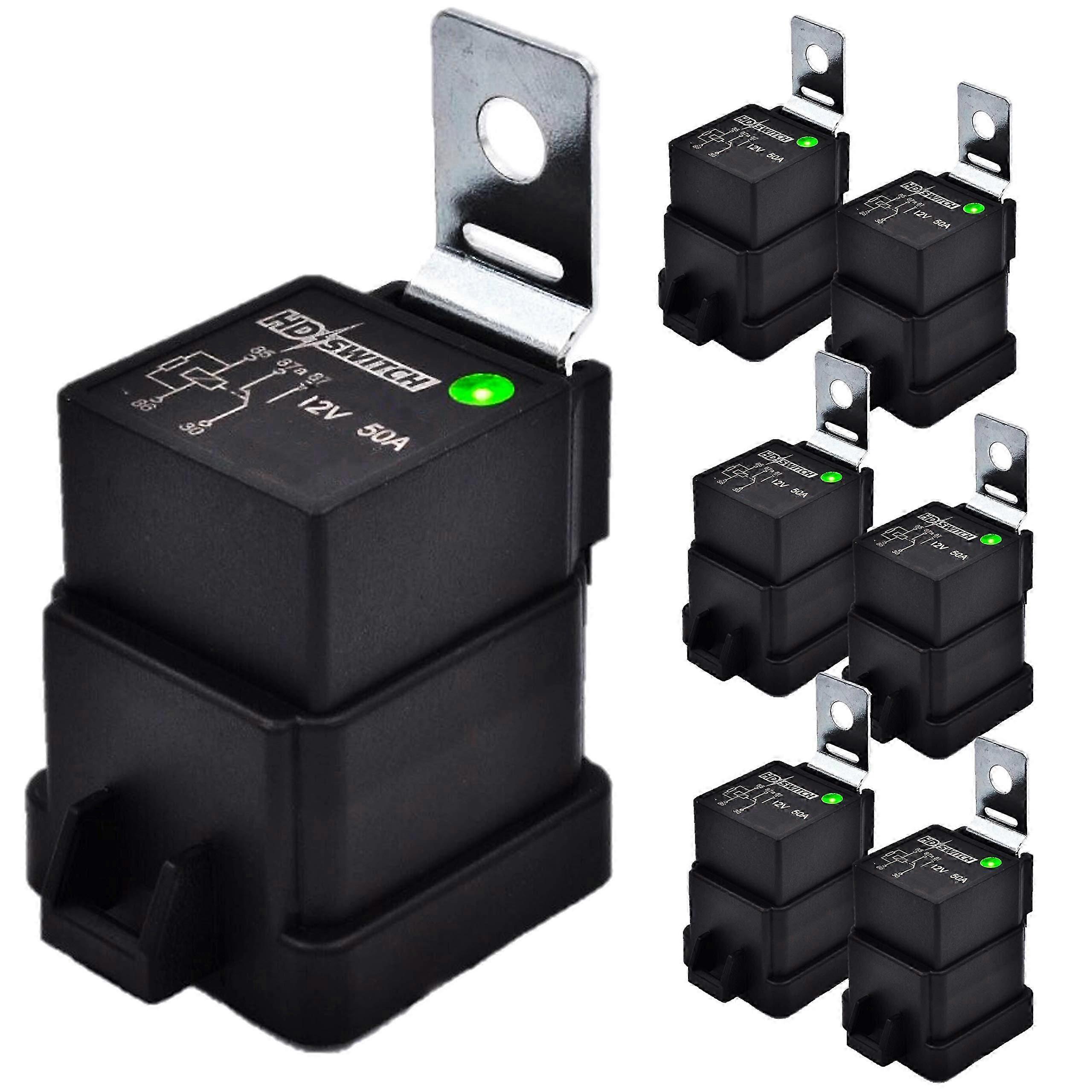 6 Pack 12V Relay Replaces John Deere AM123716 with Hella Dielectric Grease, 50 AMP LED Indicator Upgrade