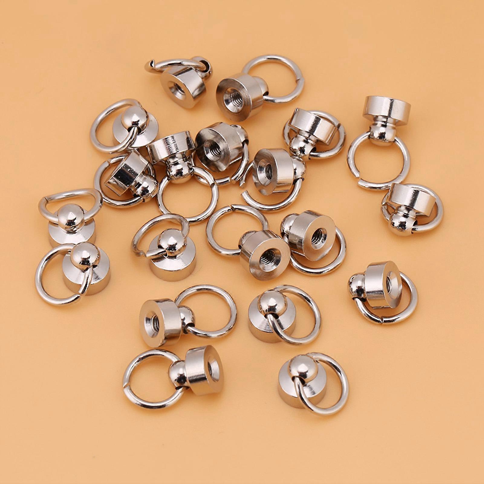 20pcs 8mm Silver Monk Rivets Fasteners DIY Leather Craft Set