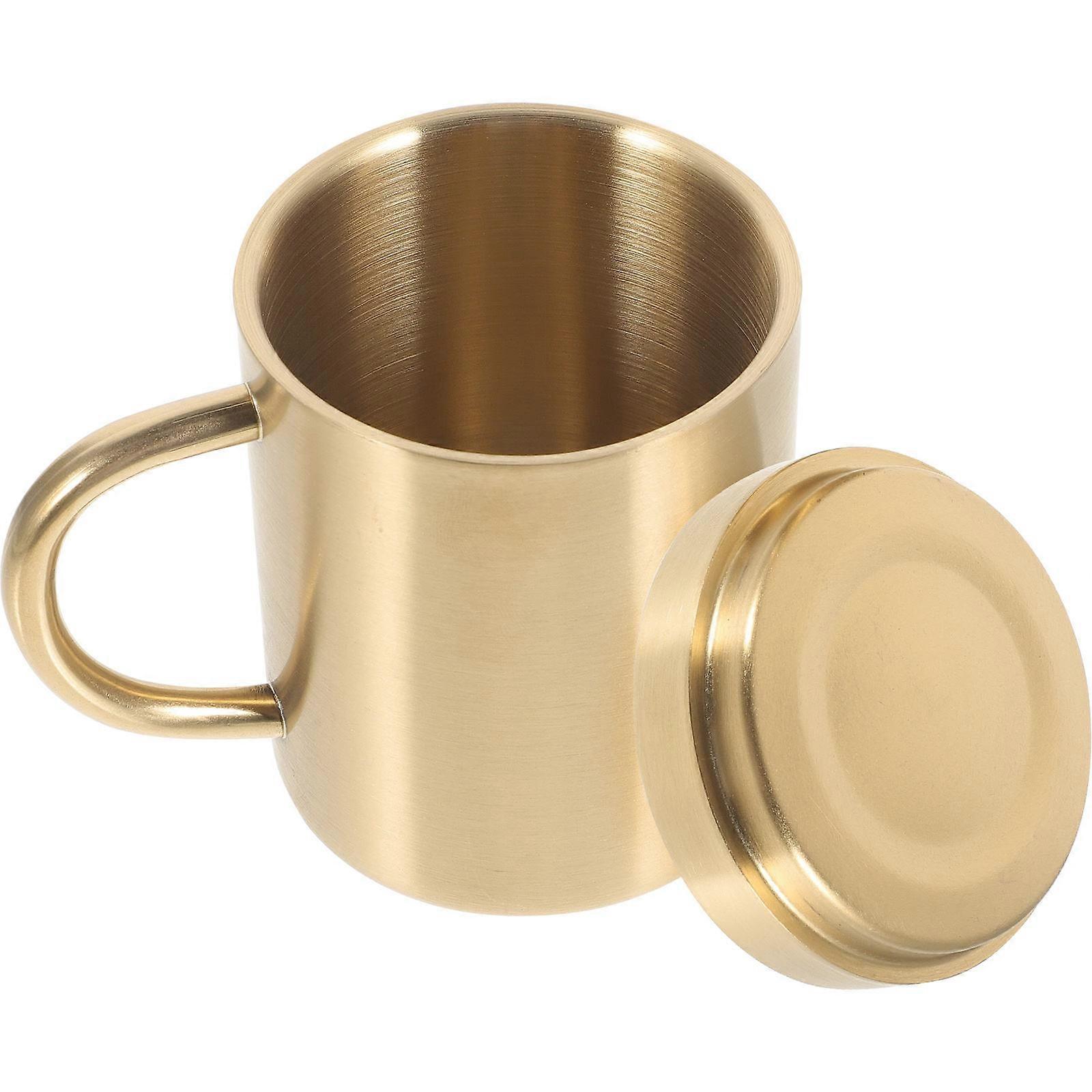 Cylindrical Insulated Mug Ideal for Swimming Pool and Boating Uses in Golden with Sweat-Free Design and 1Set