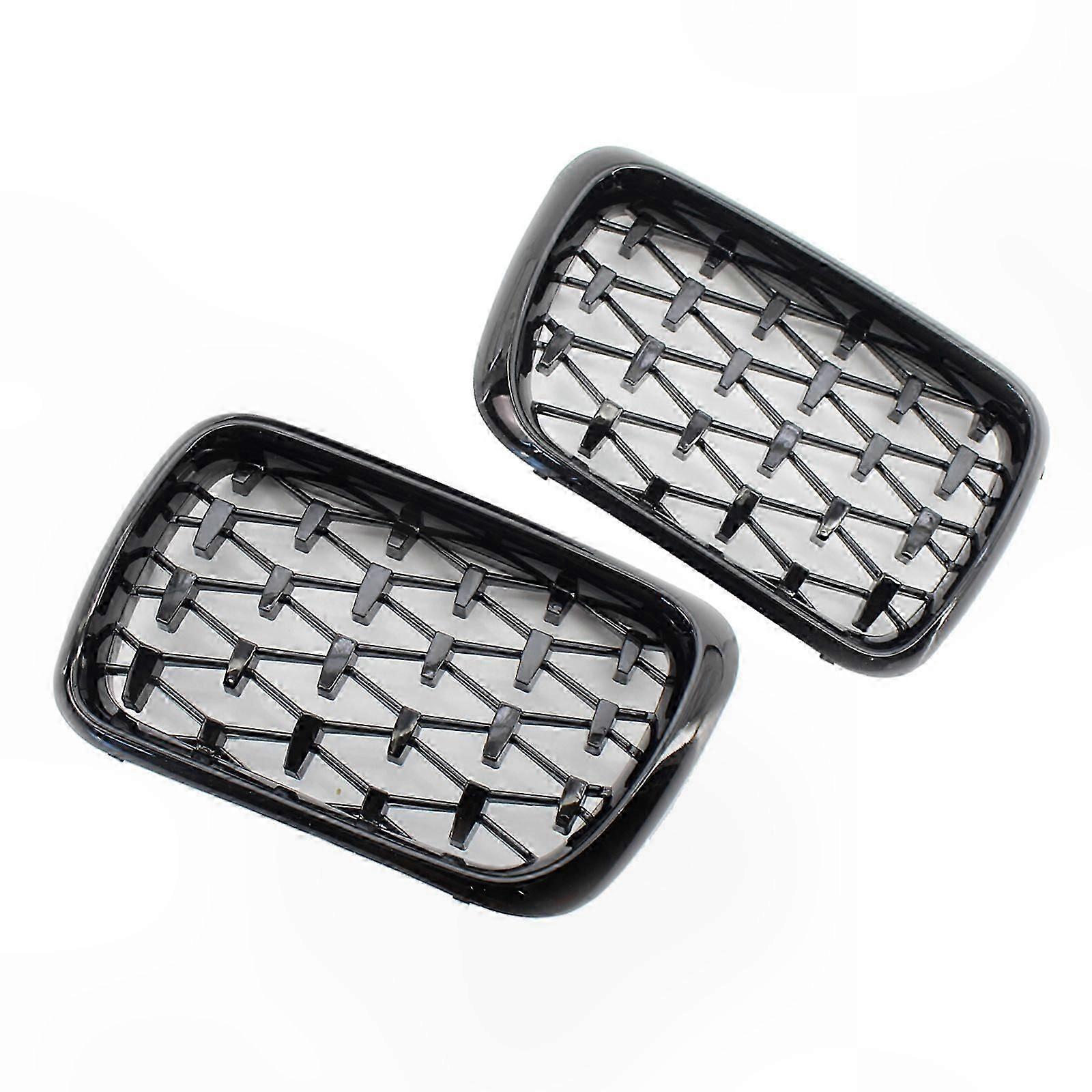 2-Pack Front Bumper Grille Mesh for E36 3 Series Semi-Electroplated Finish