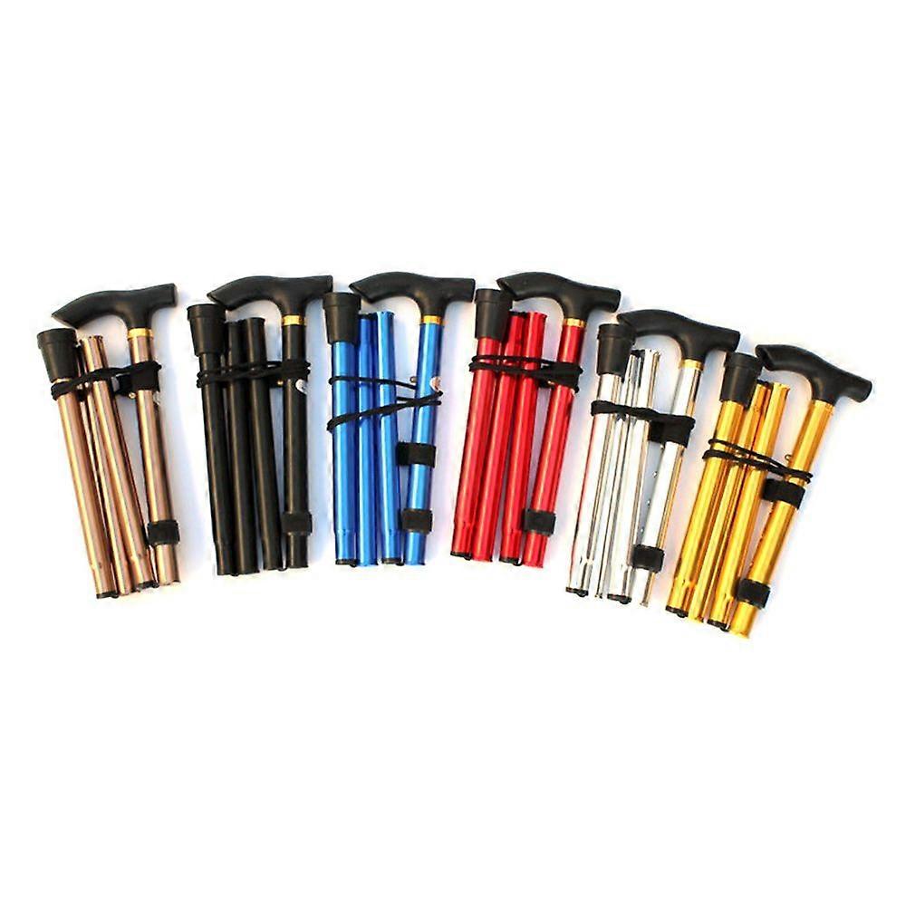 Aluminium Alloy Folding Cane Portable Hand Walking Stick Trekking Hiking Sticks Non-slip 4 Section Adjustable Canes with Comfortable Handle