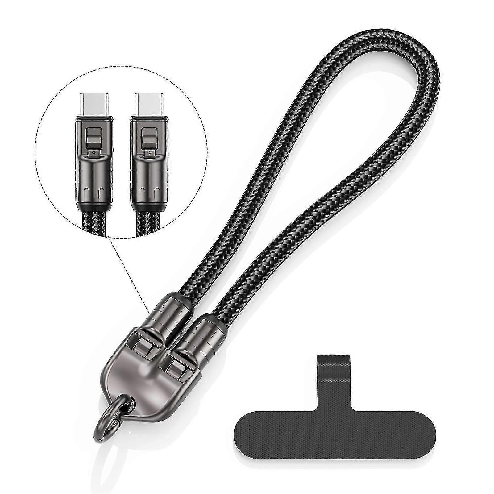 240w Usb C 2 In 1 Fast Charging Data Cable Cell Phone Lanyard Built in Charging Cable Smartphones Accessories