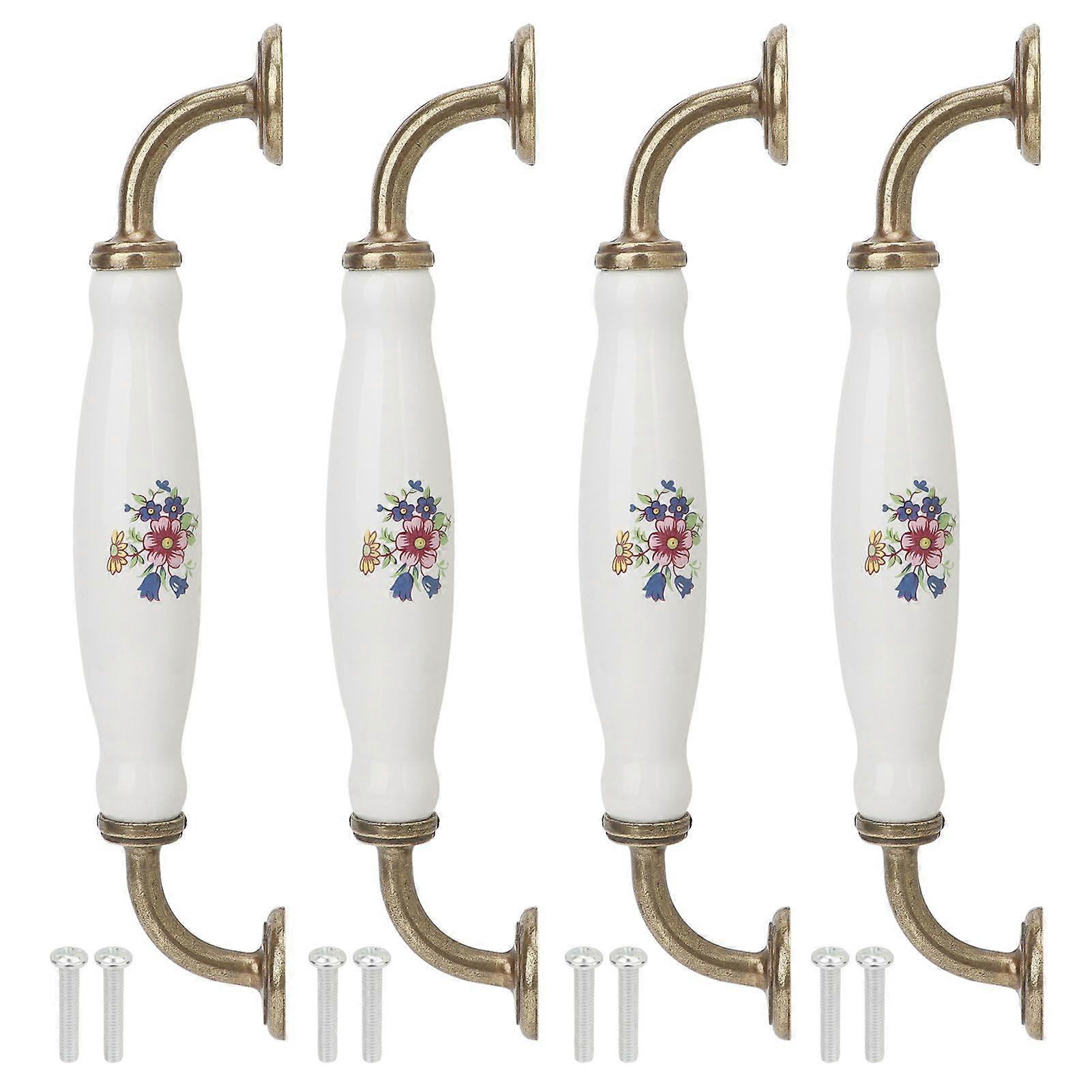 4 Sets Ceramic Handle European Style 160mm Hole Distance Cabinet Door Drawer Handle Hardware