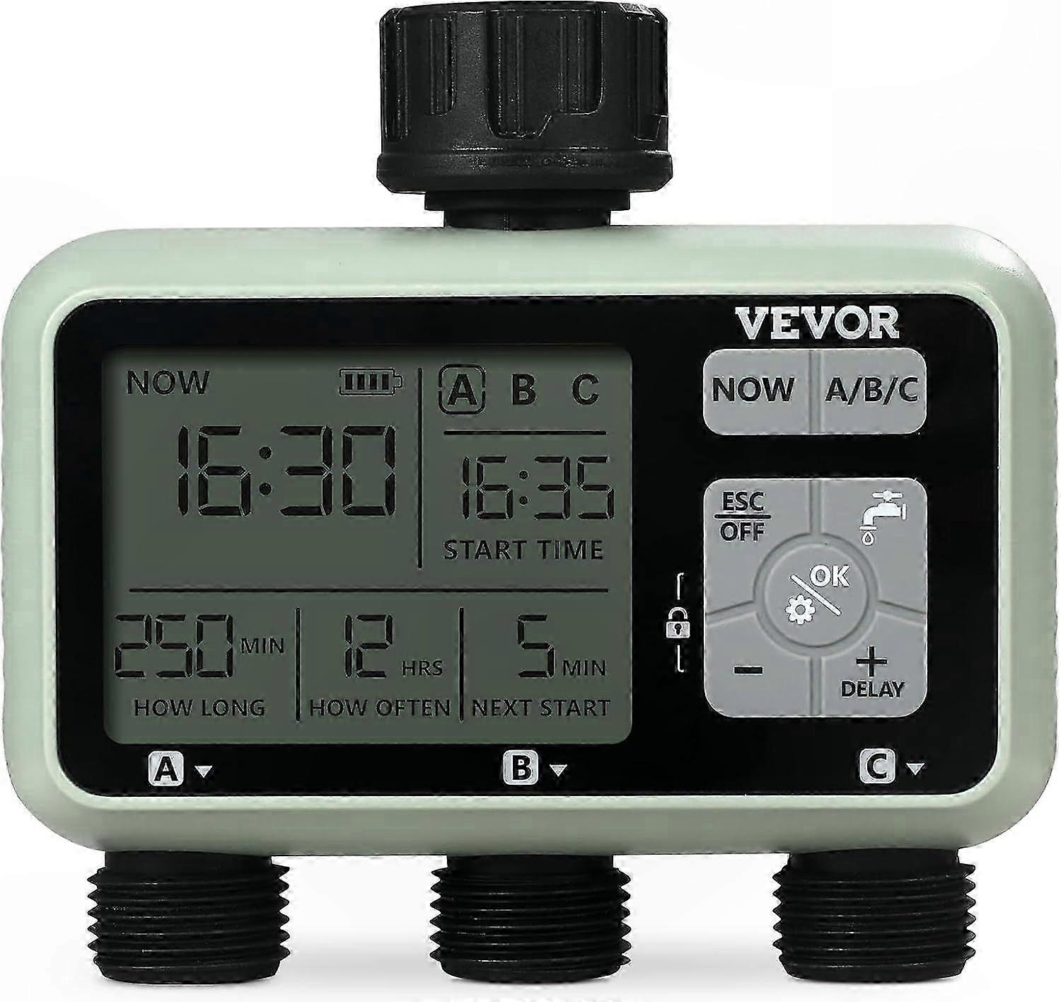 3-Zone Watering Timer with 3 Outlets for Garden Hose Sprinkler System Control