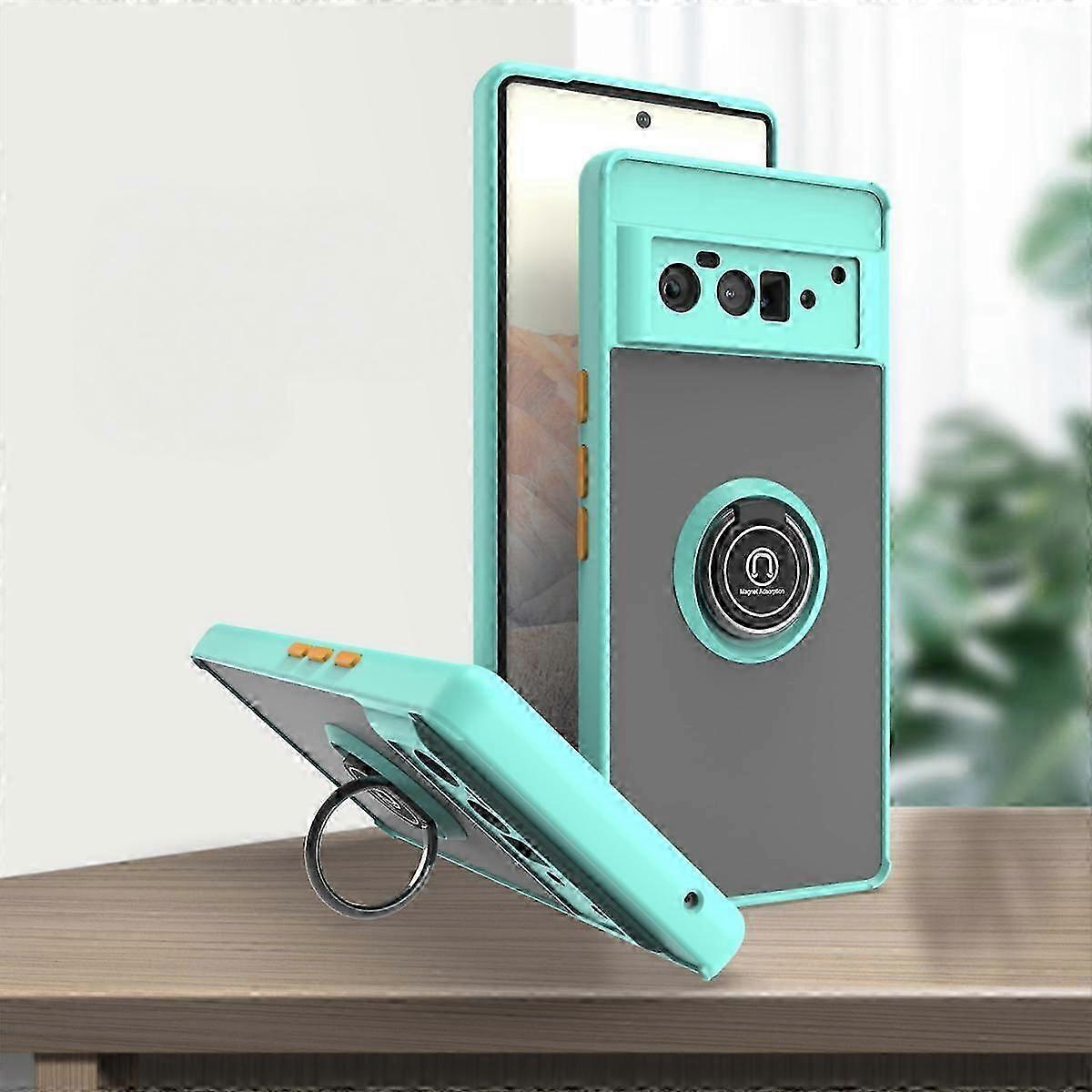 For Google Pixel 7 Cover, Ring Stand Bracket 15ft Drop Test Shockproof Cover for Pixel 7 Sky Blue