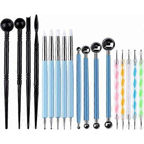 Ceramics and Pottery 18 pcs Polymer Clay Sculpting Tools, Dotting Tools, Ball Stylus, Rubber Tips, Clay Ceramic Imprint Tools