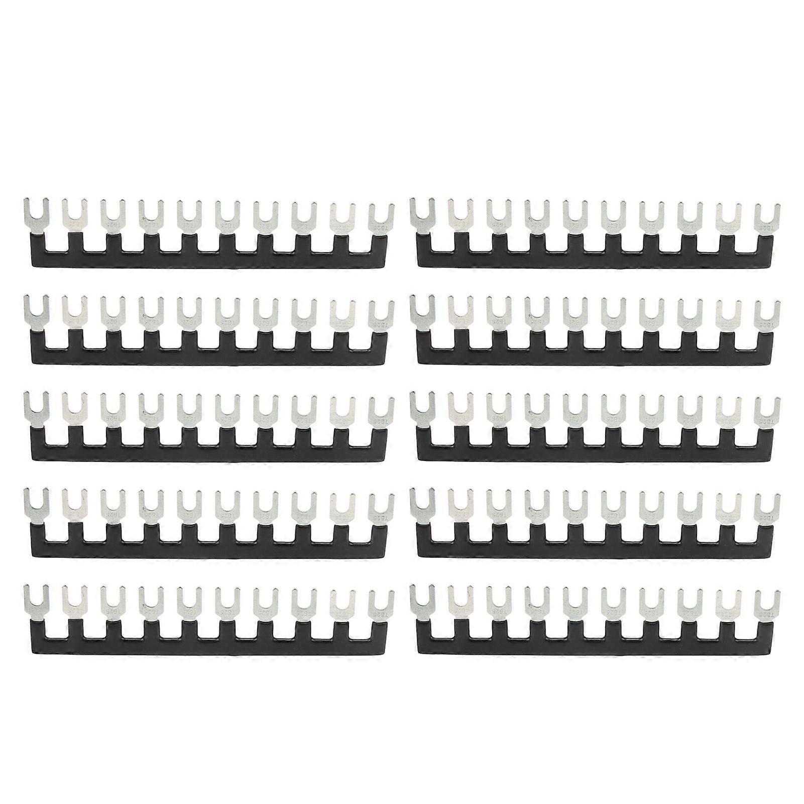 10Pcs 25A Jumper Block Terminal Strips Insulated TB Barrier Strip Fork Type Terminal Stripe Strips Black TB 2510