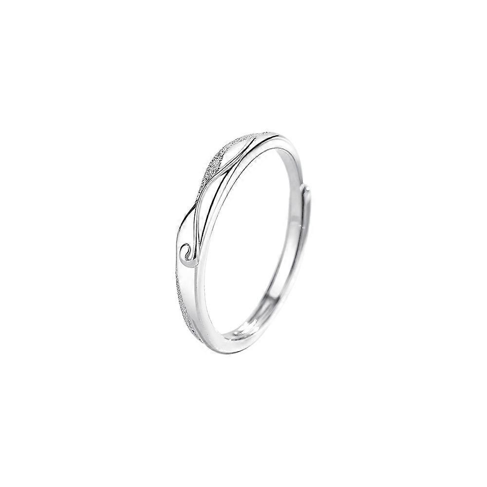 Ring, S925 Sterling Silver Mobius Sandblasted Plain Band Open Adjustable Minimalist Women's Versatile