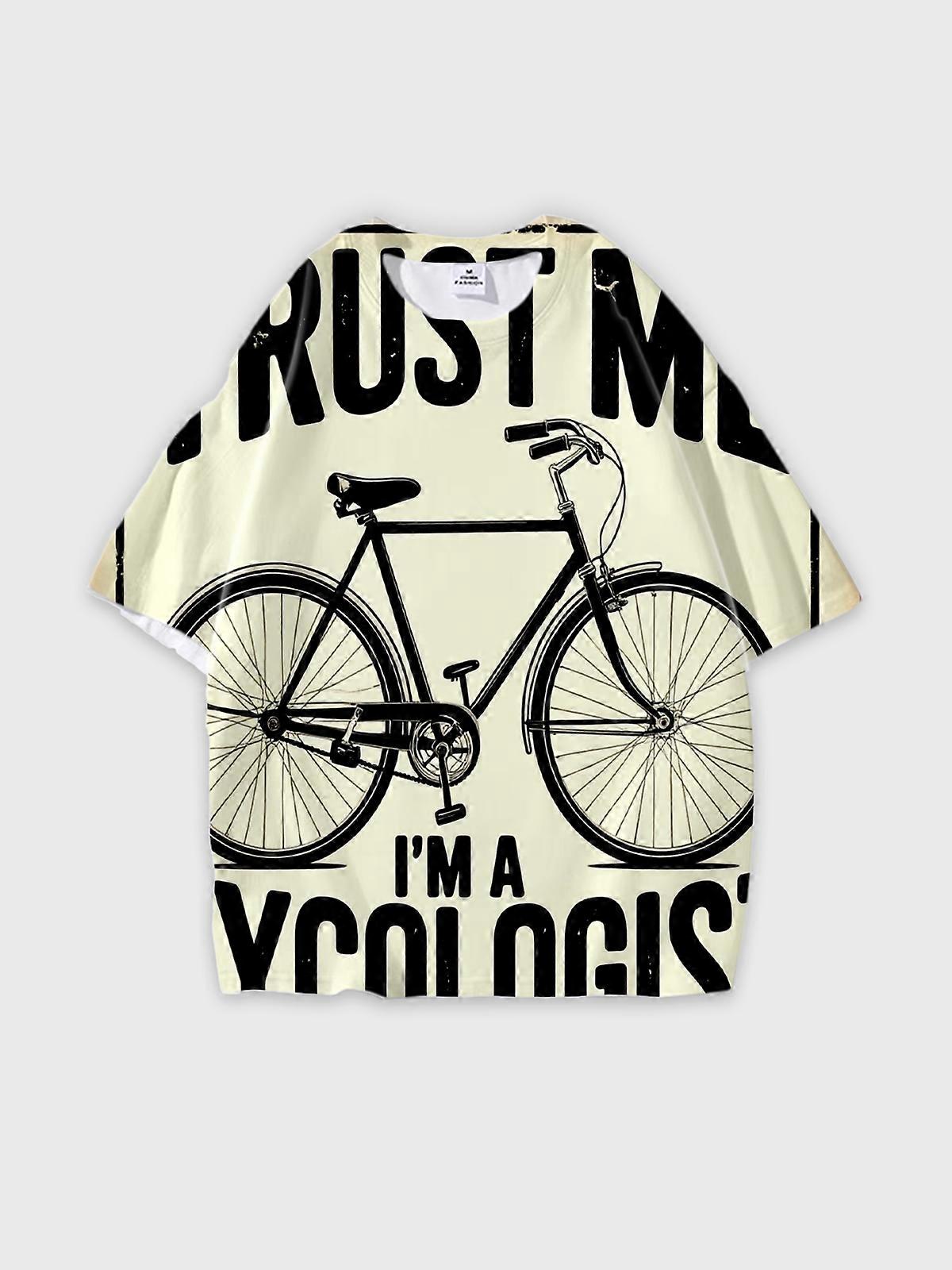 T-Shirt Round Neck, Loose Short Sleeve Pattern Graphic Tee, Unisex Summer Casual Top W2655