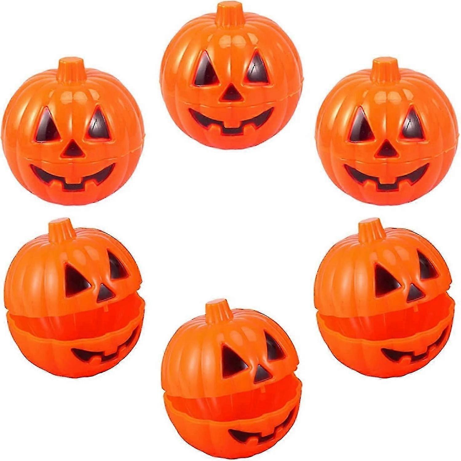 6 pcs Halloween Pumpkin head Plastic Storage Container, Mini Gift Candy Box