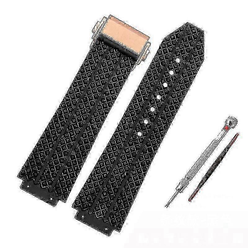 هوبلو بيج بانغ سيليكون سوار للرجال 25x19mm مقاوم للماء مع سلسلة سوداء وسوار مطاطي أزرق سوار معصمه