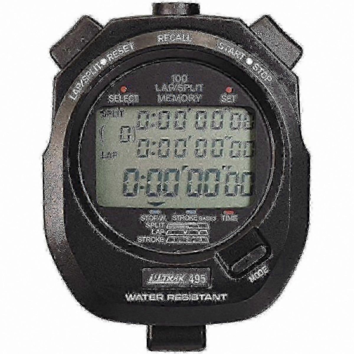 Dual Split Memory Stopwatch with 100 Lap Memory - Black Edition