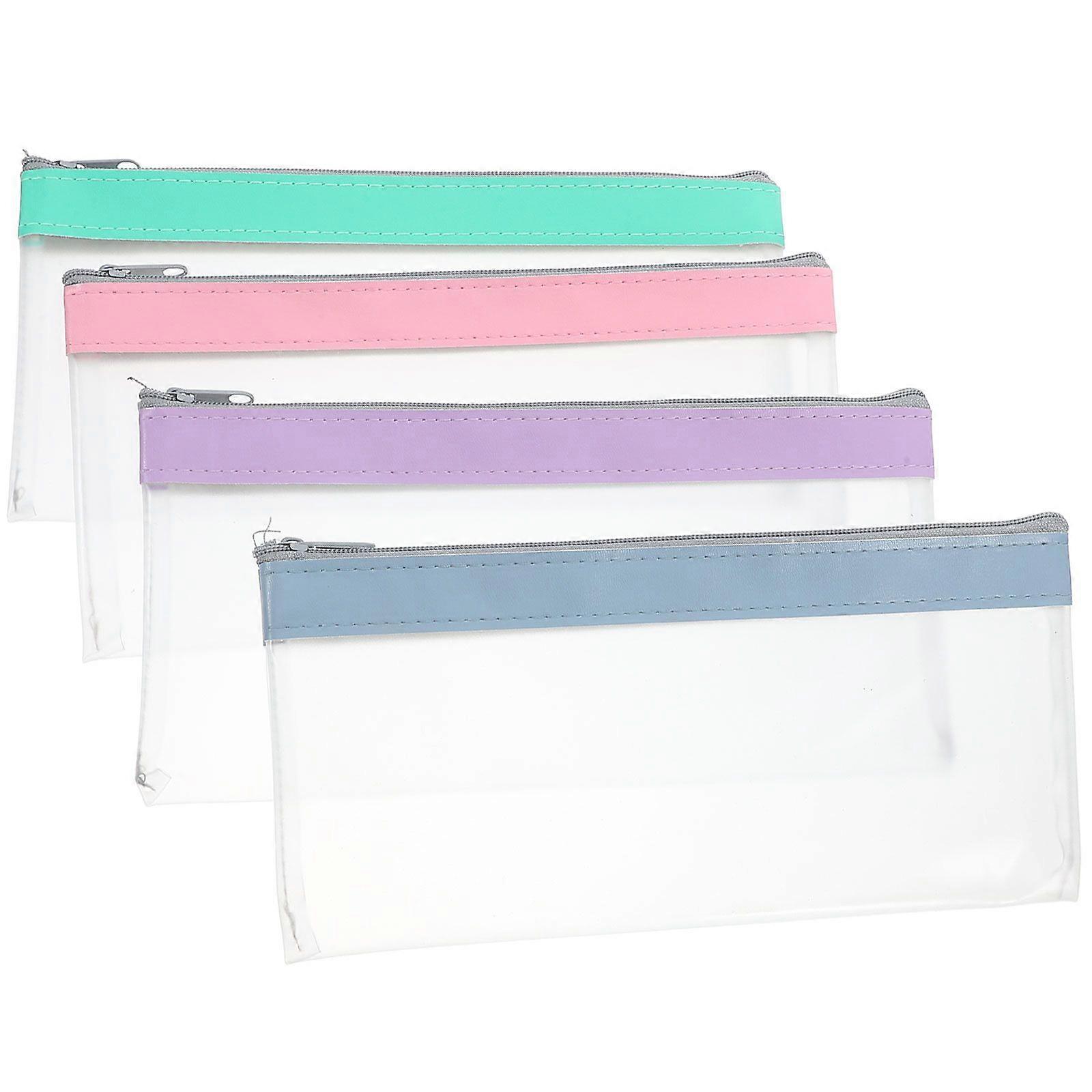 4pcs Transparent Money Pouch With Zipper For Cash Envelopes And Checks Storage For Budgeting And Safe Bank