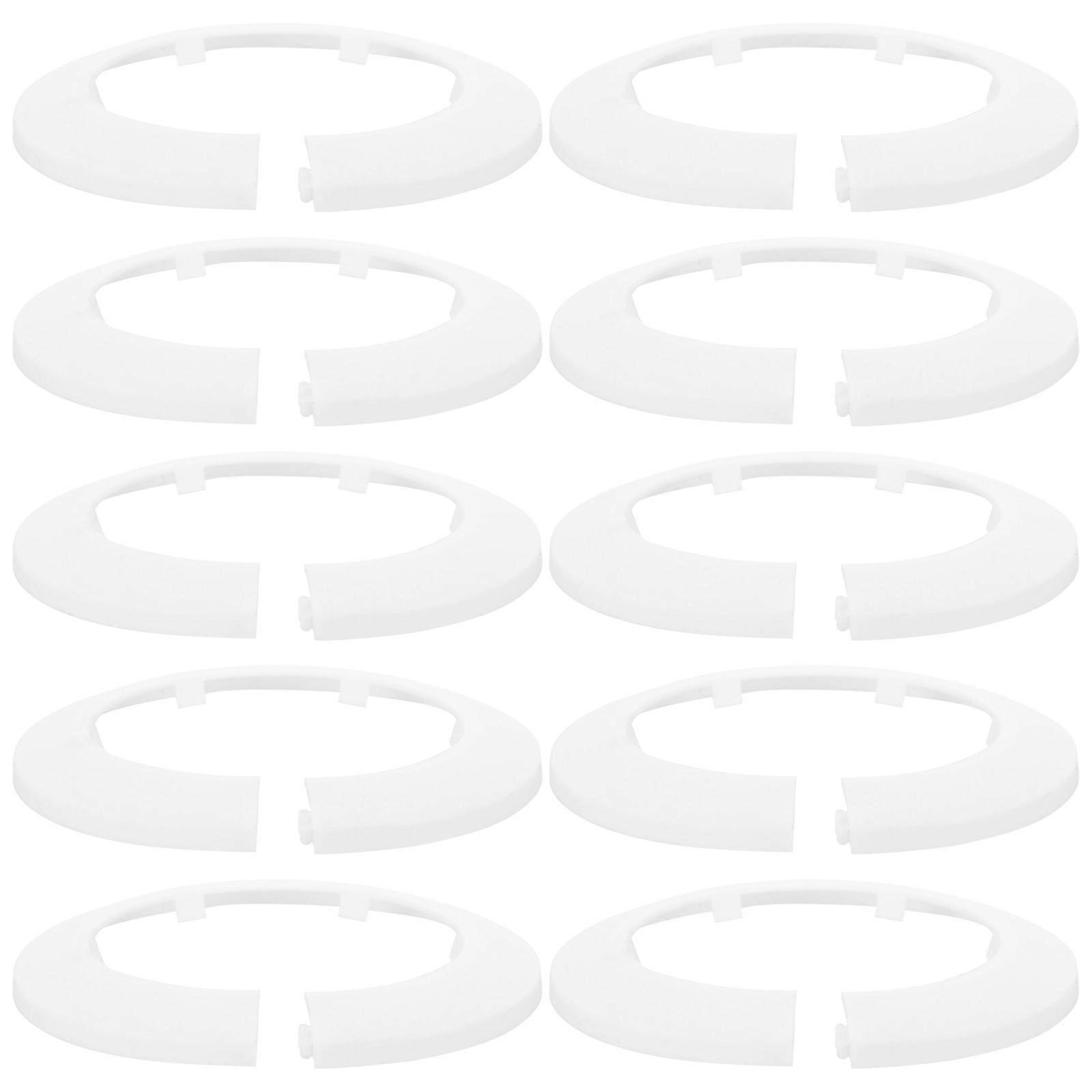 White Pipe Collar Cover for Plumbing Flange Drain Line 10Pcs